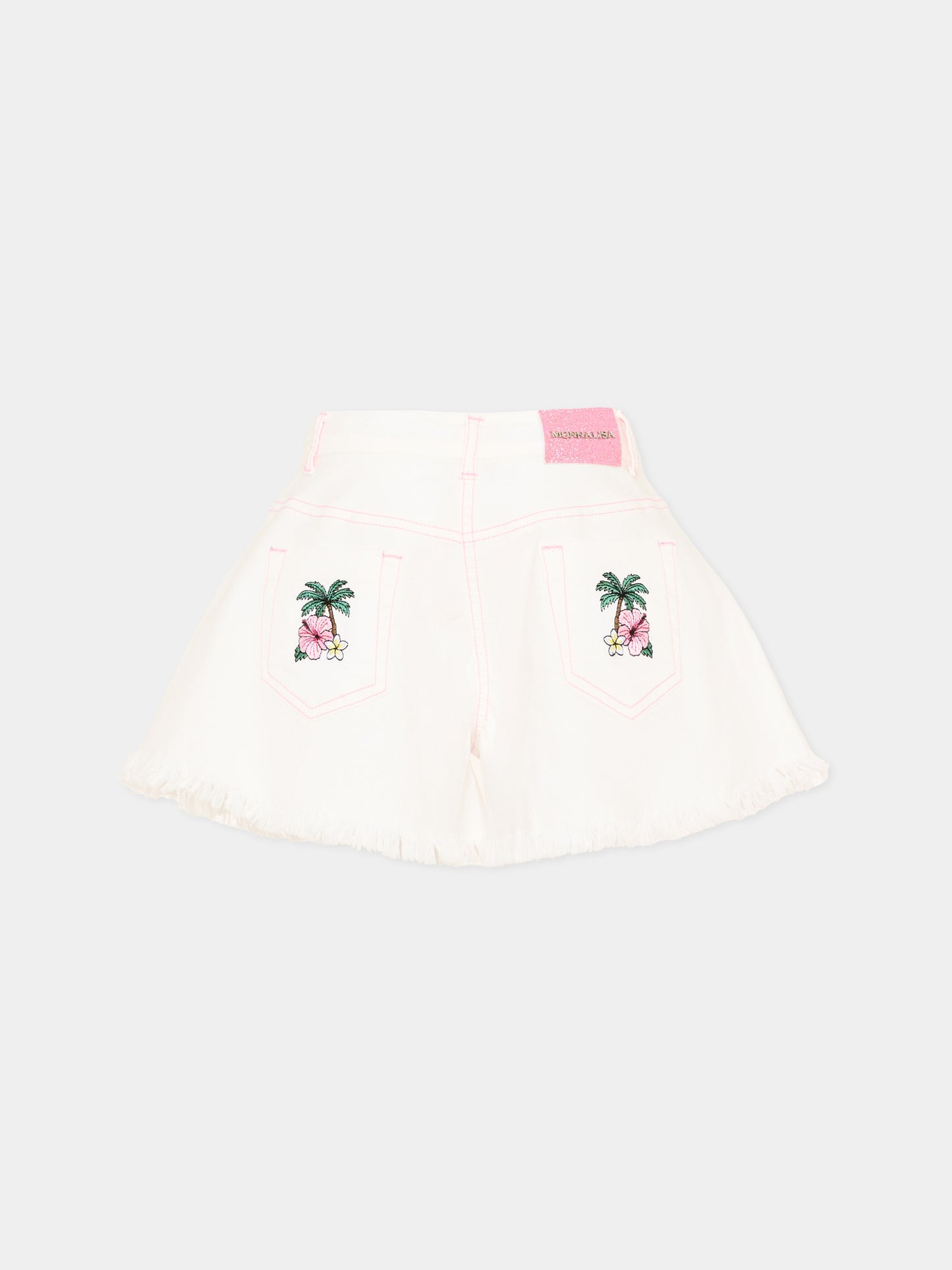 Shorts casual bianchi per bambina,Monnalisa,19H420 8043 0099