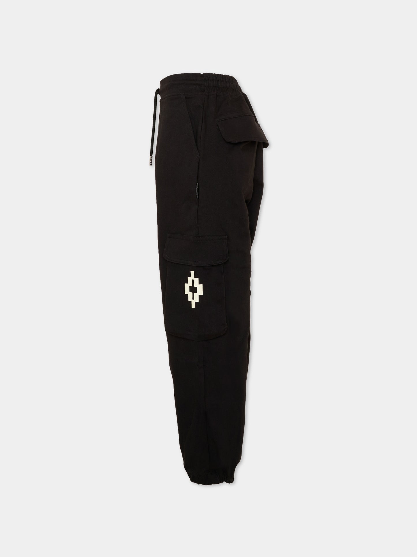 Pantaloni neri cargo per bambino con logo,County Of Milan Kids,F5CMJBPA050 110