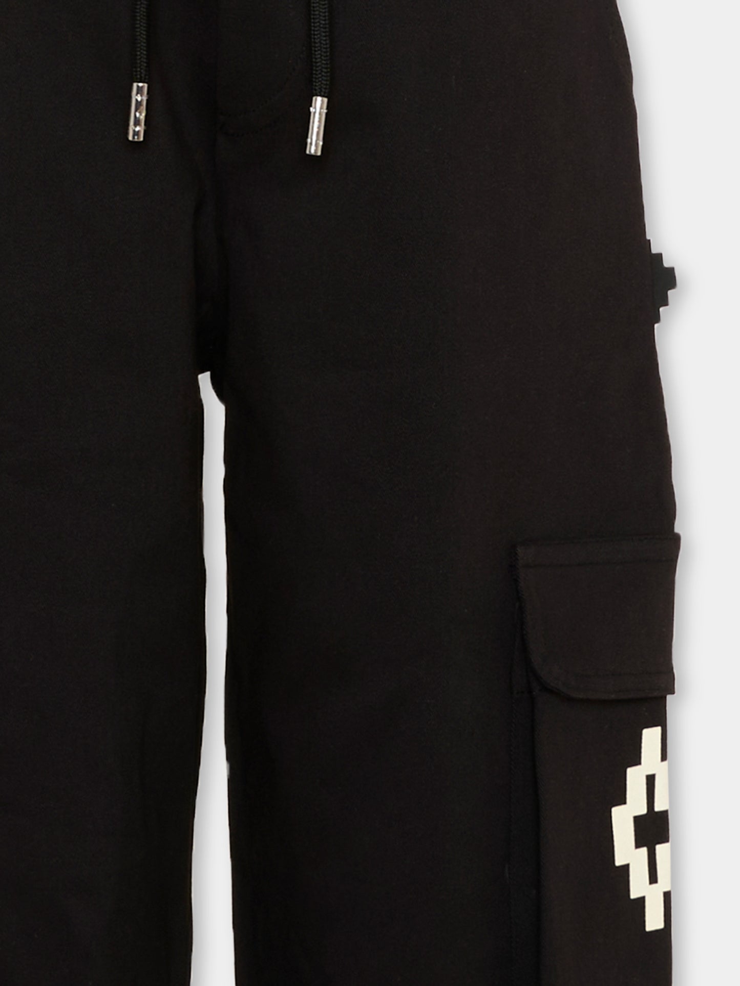 Pantaloni neri cargo per bambino con logo,County Of Milan Kids,F5CMJBPA050 110