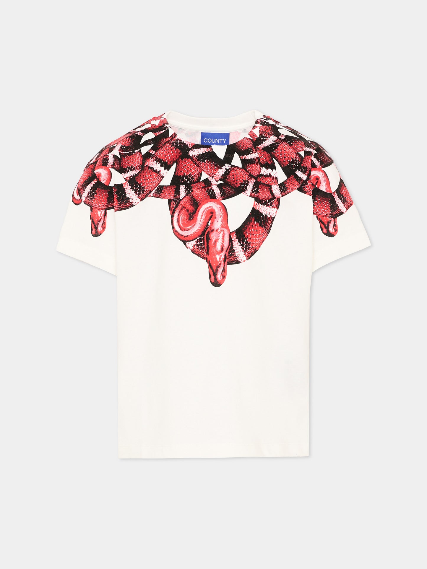 T-Shirt avorio per bambino con serpente,County Of Milan Kids,F5CMJBTH040 002