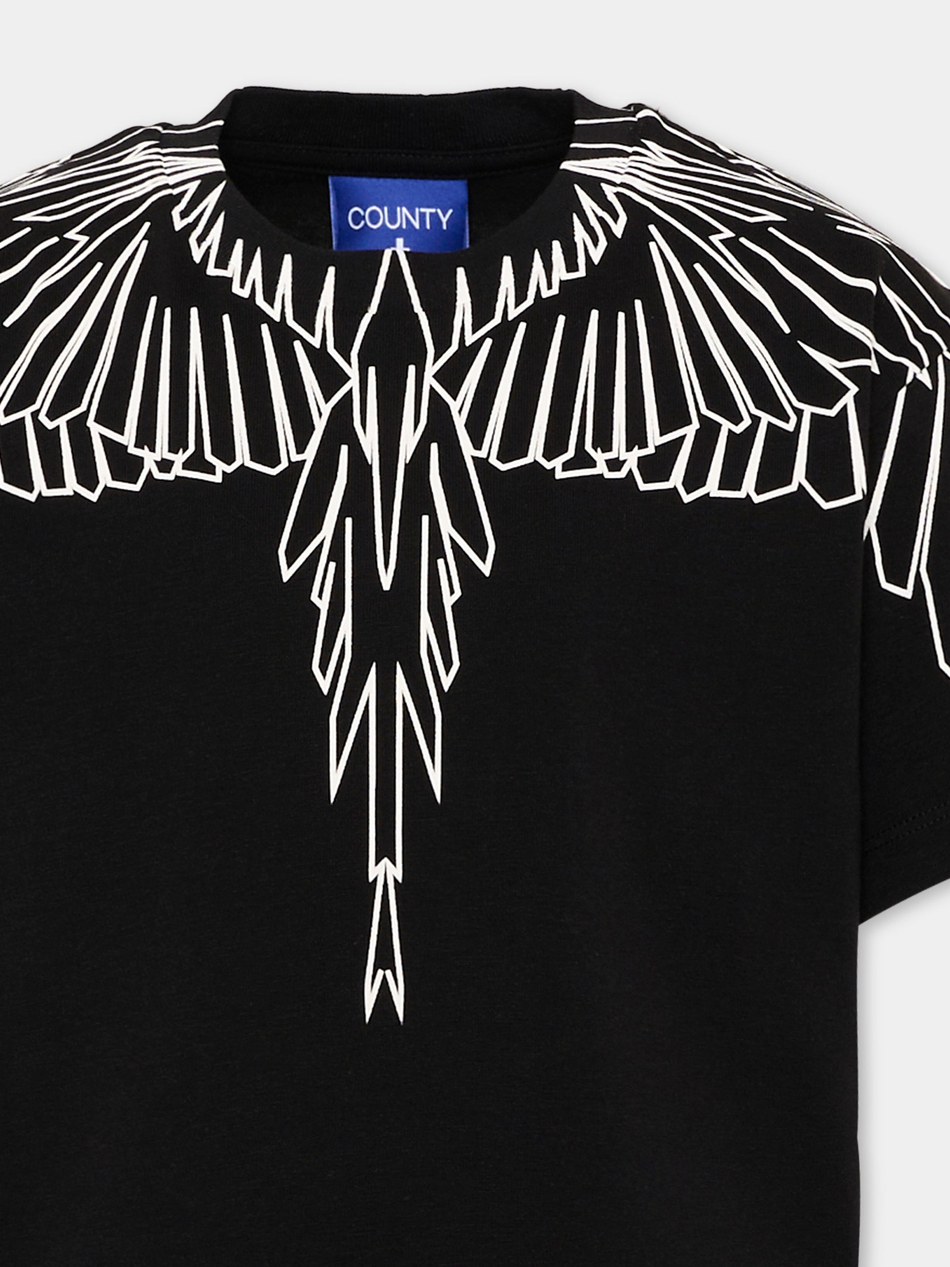 T-shirt nera per bambino con ali,County Of Milan Kids,F5CMJBTH073 110