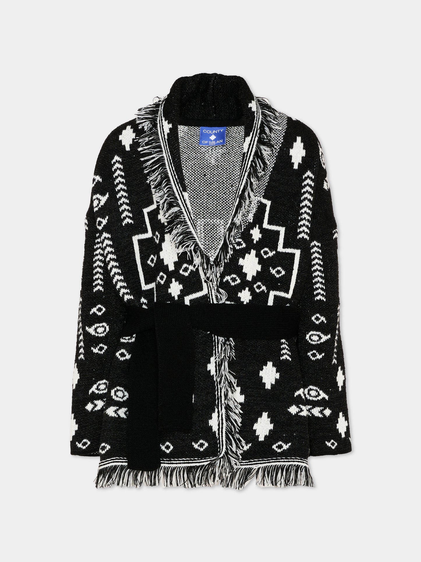 Cardigan nero per bambina con logo,County Of Milan Kids,F5CMJGCA010 110