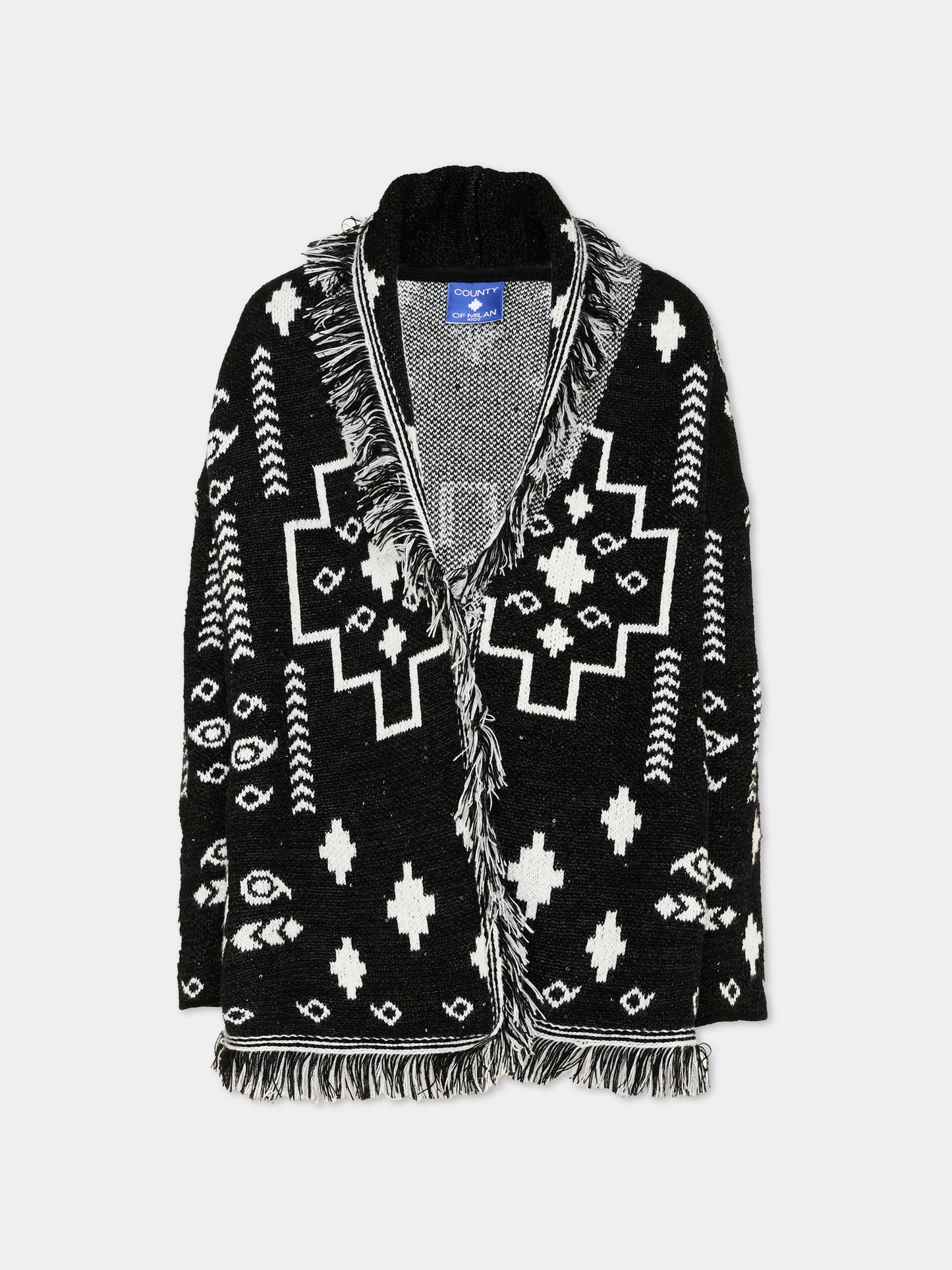 Cardigan nero per bambina con logo,County Of Milan Kids,F5CMJGCA010 110