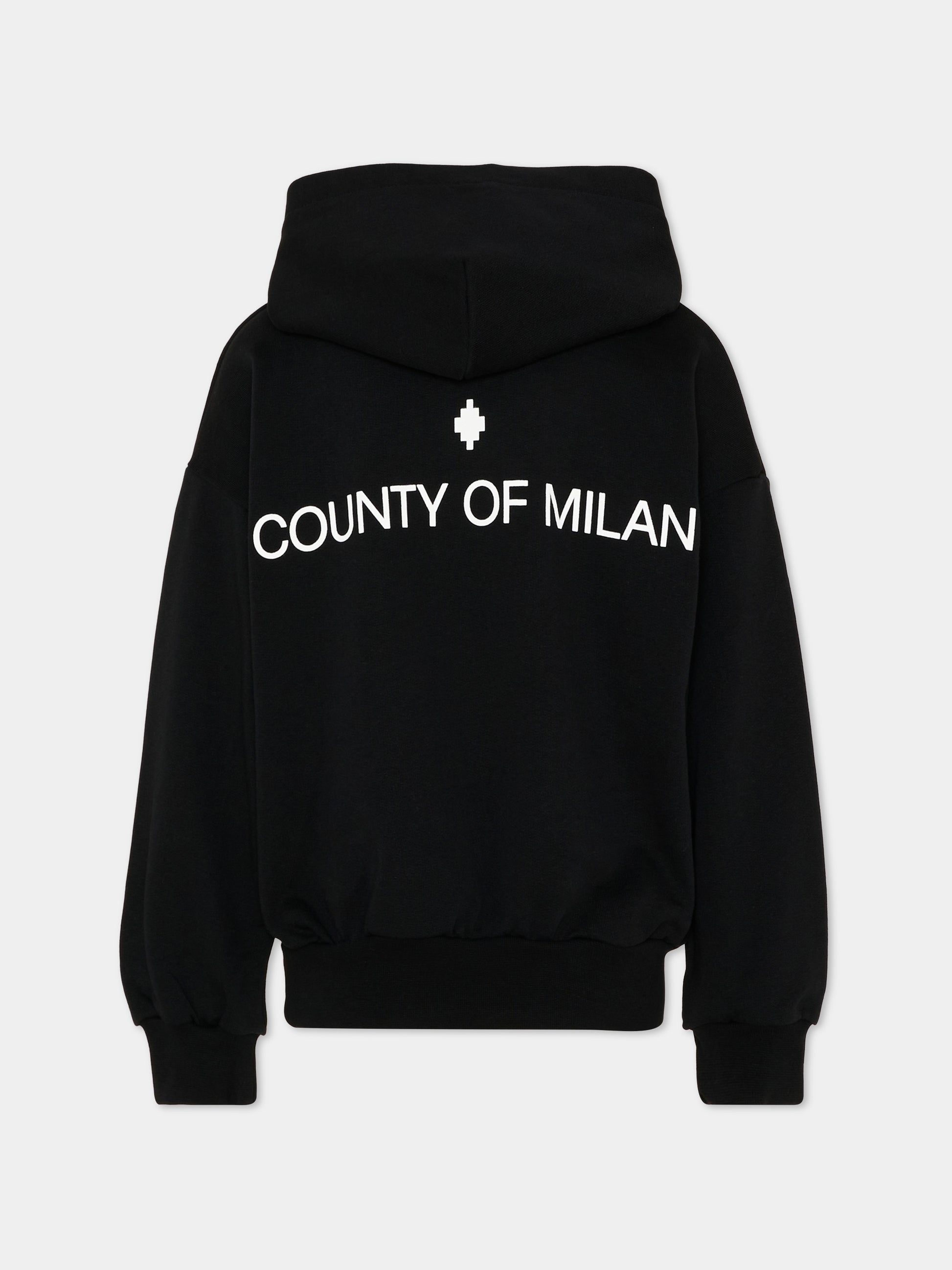Felpa nera per bambina con logo,County Of Milan Kids,F5CMJGHS084 110
