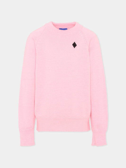 Maglione rosa per bambina con logo,County Of Milan Kids,F5CMJGJP033 BW008
