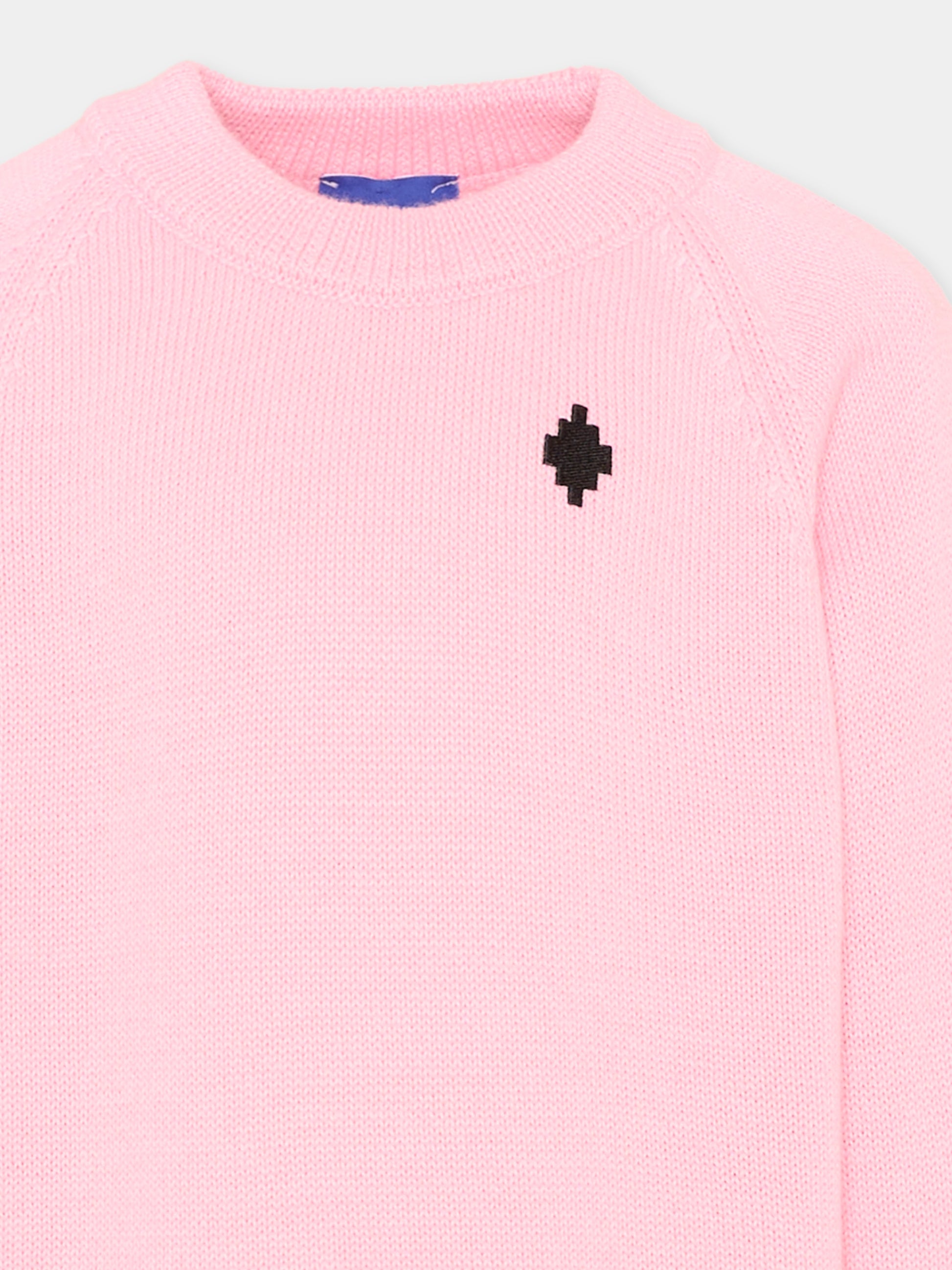 Maglione rosa per bambina con logo,County Of Milan Kids,F5CMJGJP033 BW008