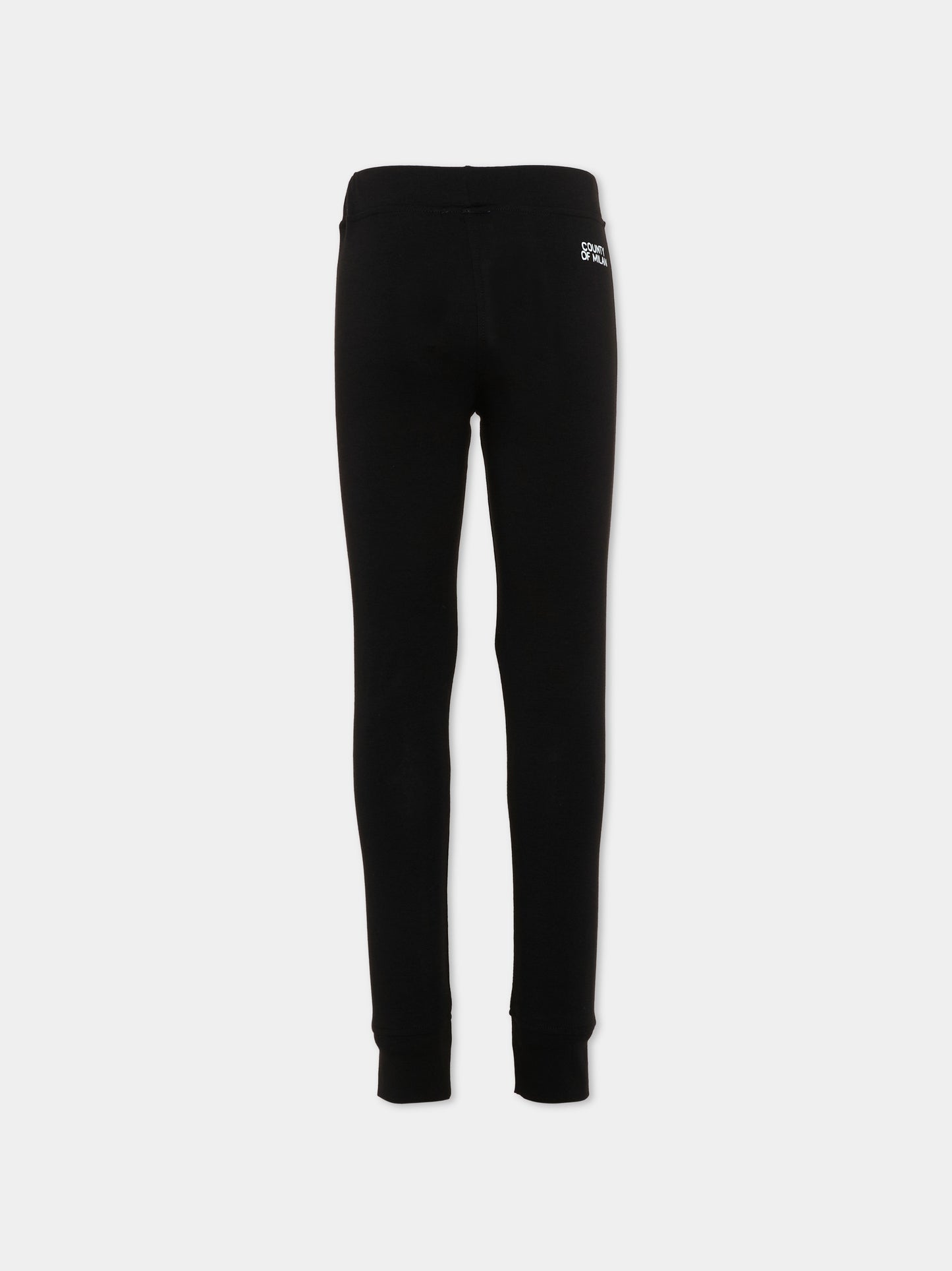 Leggings nero per bambina con logo,County Of Milan Kids,F5CMJGLG088 110