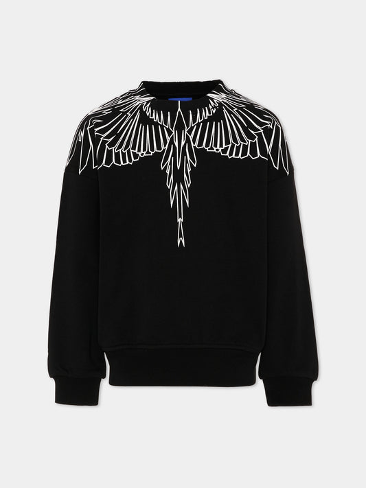 Felpa nera per bambina con ali,County Of Milan Kids,F5CMJGSW101 110