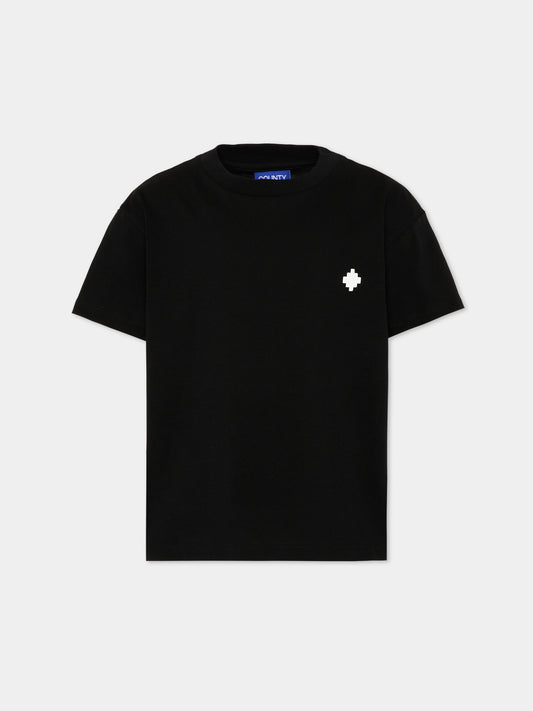 T-Shirt nera per bambina con logo,County Of Milan Kids,F5CMJGTH085 110