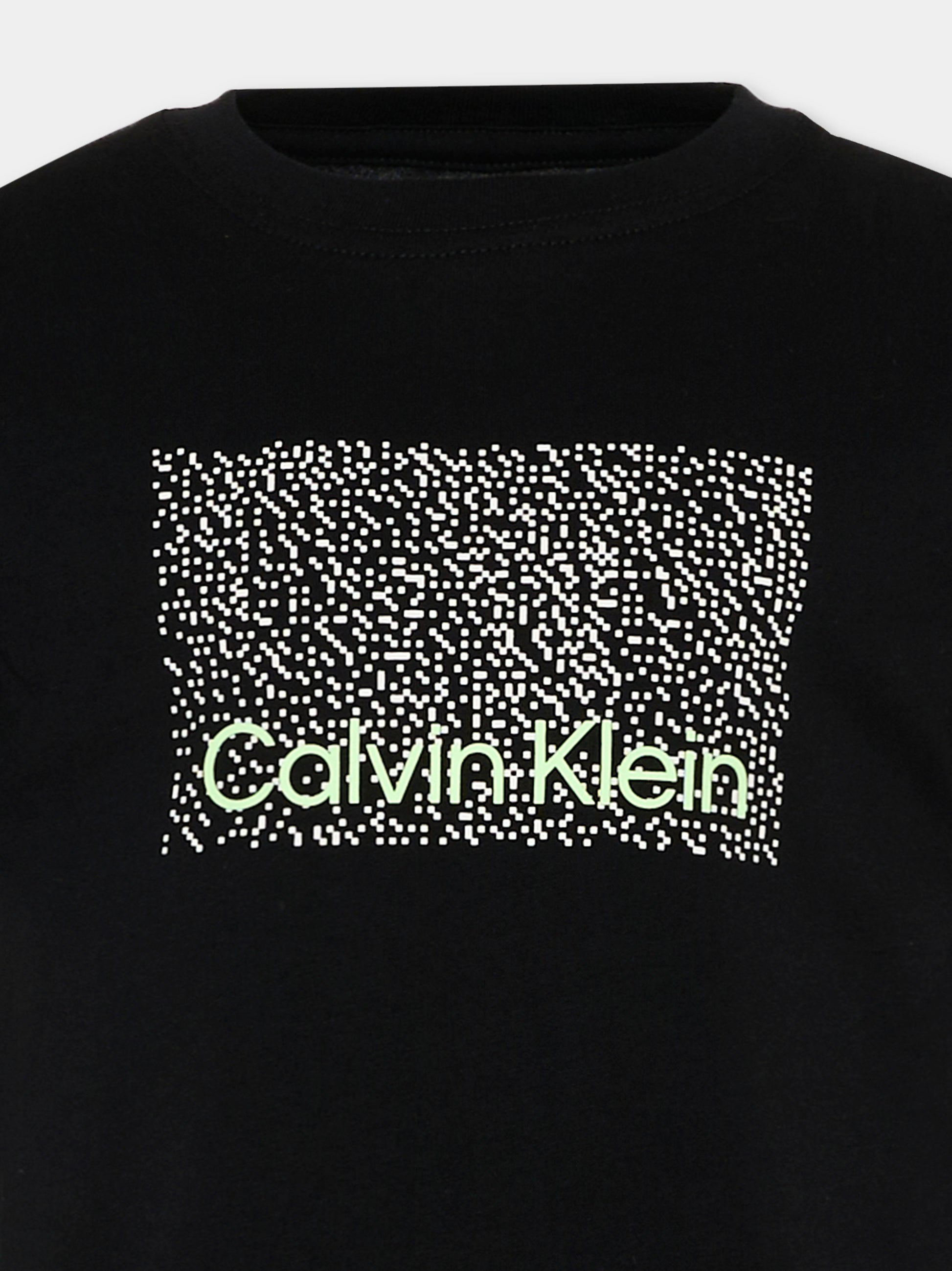 T-Shirt nera per bambino con logo,Calvin Klein Kids,LVCKSJA04B BEH