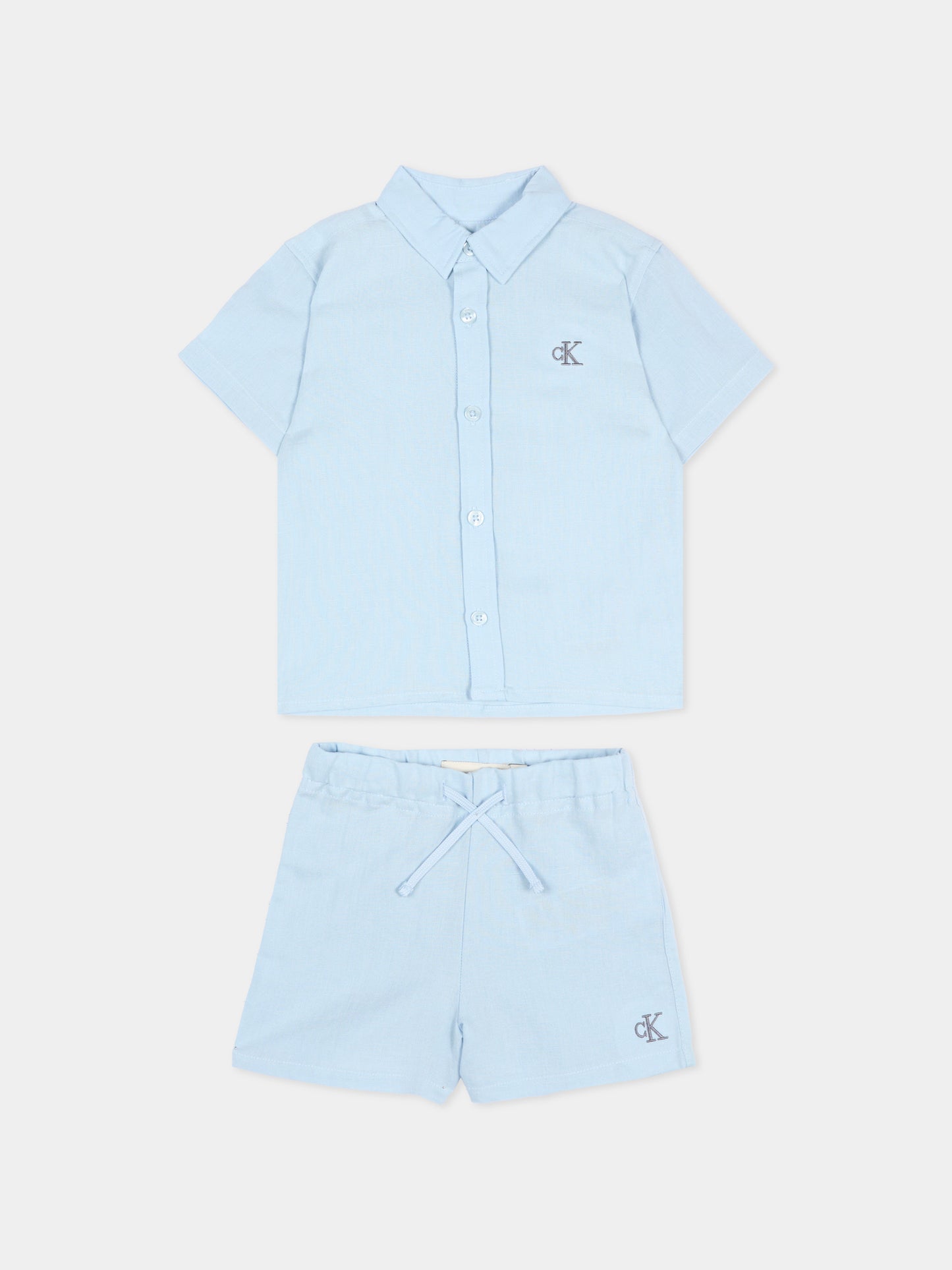 Completo azzurro per neonato con logo,Calvin Klein Kids,LVCKSJI13B C1O