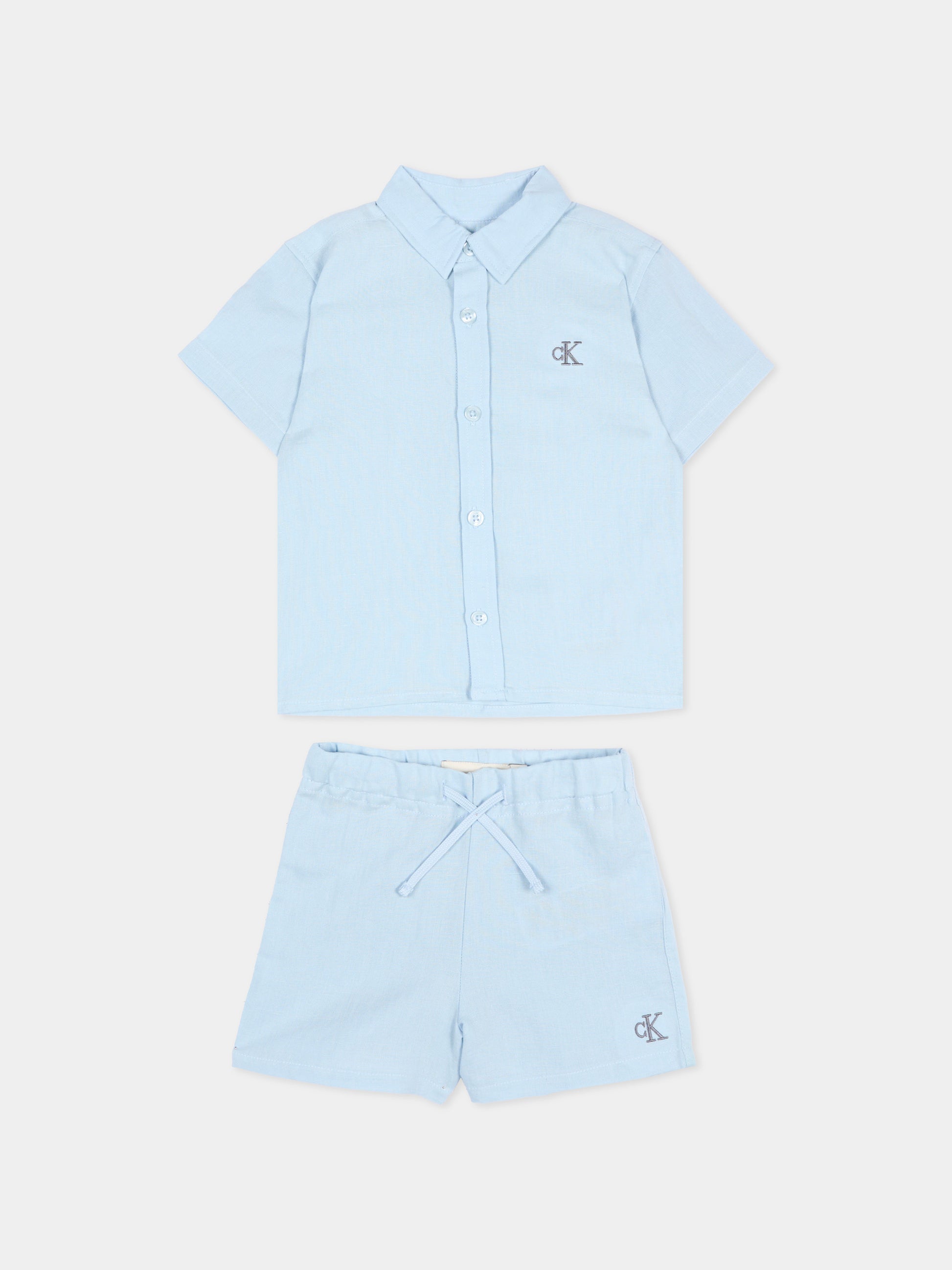 Completo azzurro per neonato con logo,Calvin Klein Kids,LVCKSJI13B C1O