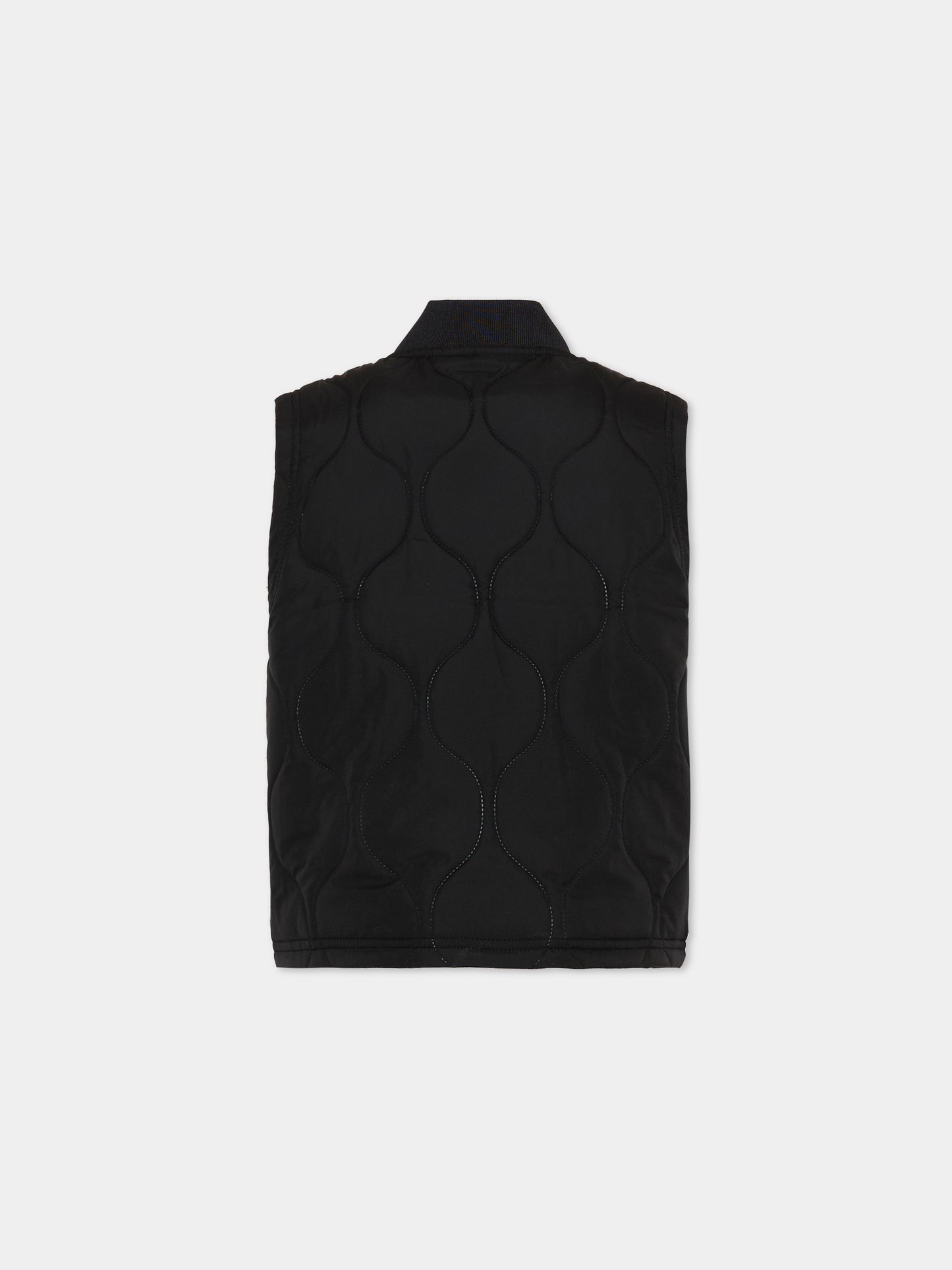 Gilet nero per bambini trapuntato con logo,Calvin Klein Kids,IB0IB02626 BEH