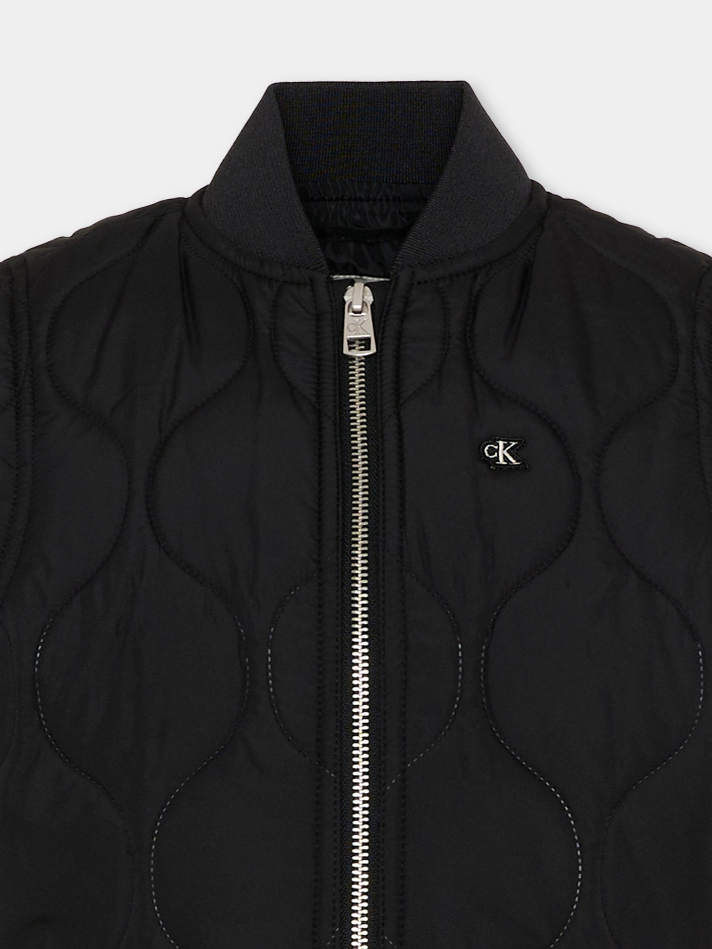 Gilet nero per bambini trapuntato con logo,Calvin Klein Kids,IB0IB02626 BEH