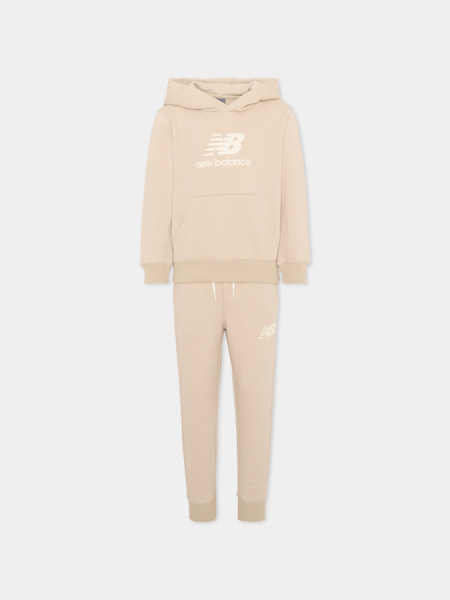 Completo sportivo beige per bambini con logo,New Balance,YS61E5FQ TWF