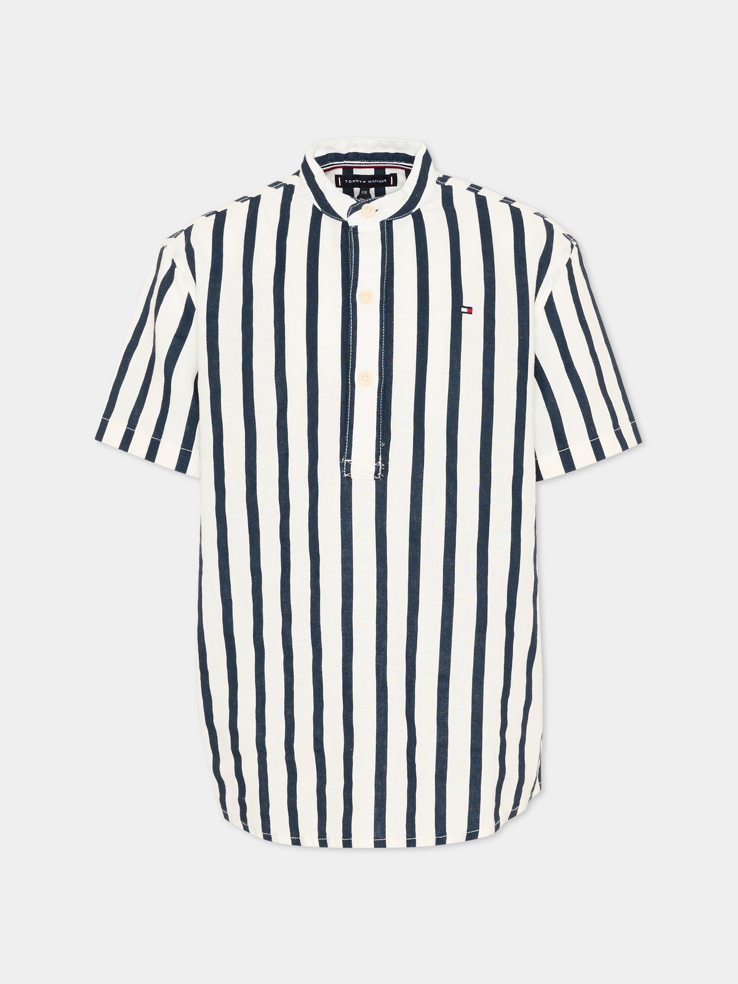 Camicia blu a righe per bambino,Tommy Hilfiger Junior,KB0KB10209 C1G