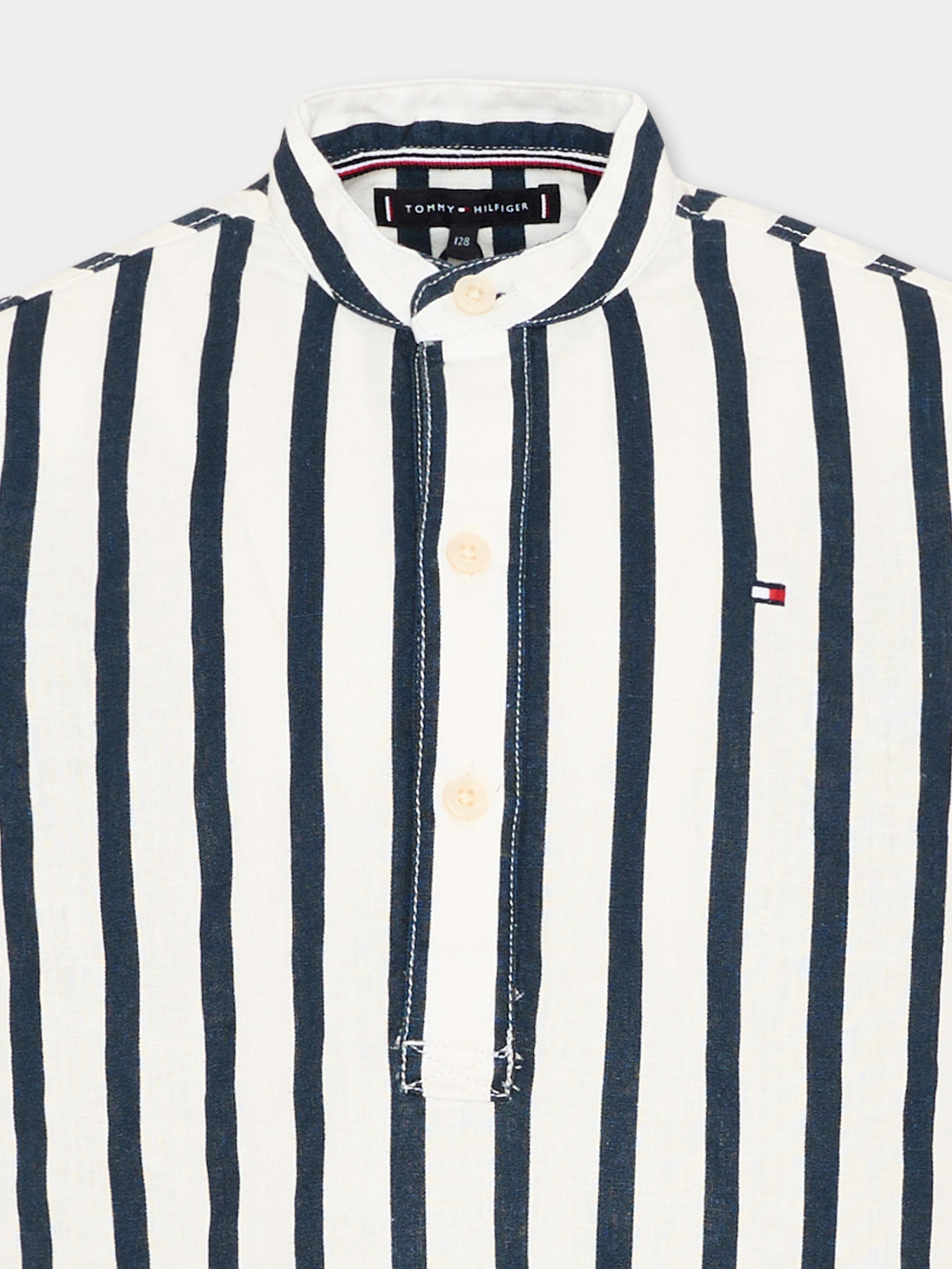 Camicia blu a righe per bambino,Tommy Hilfiger Junior,KB0KB10209 C1G