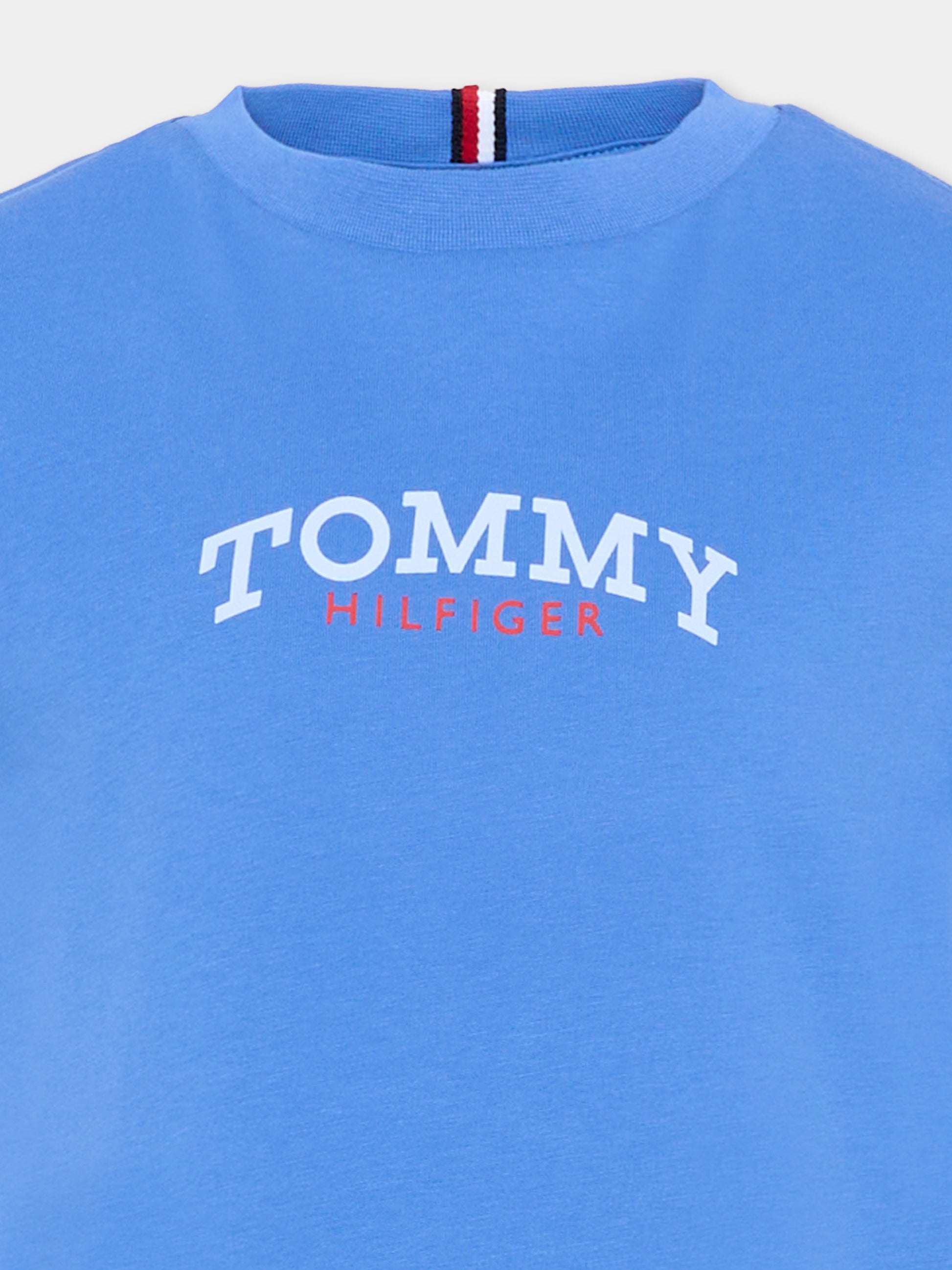 T-shirt blu per bambino con logo,Tommy Hilfiger Junior,KB0KB10263 C6H