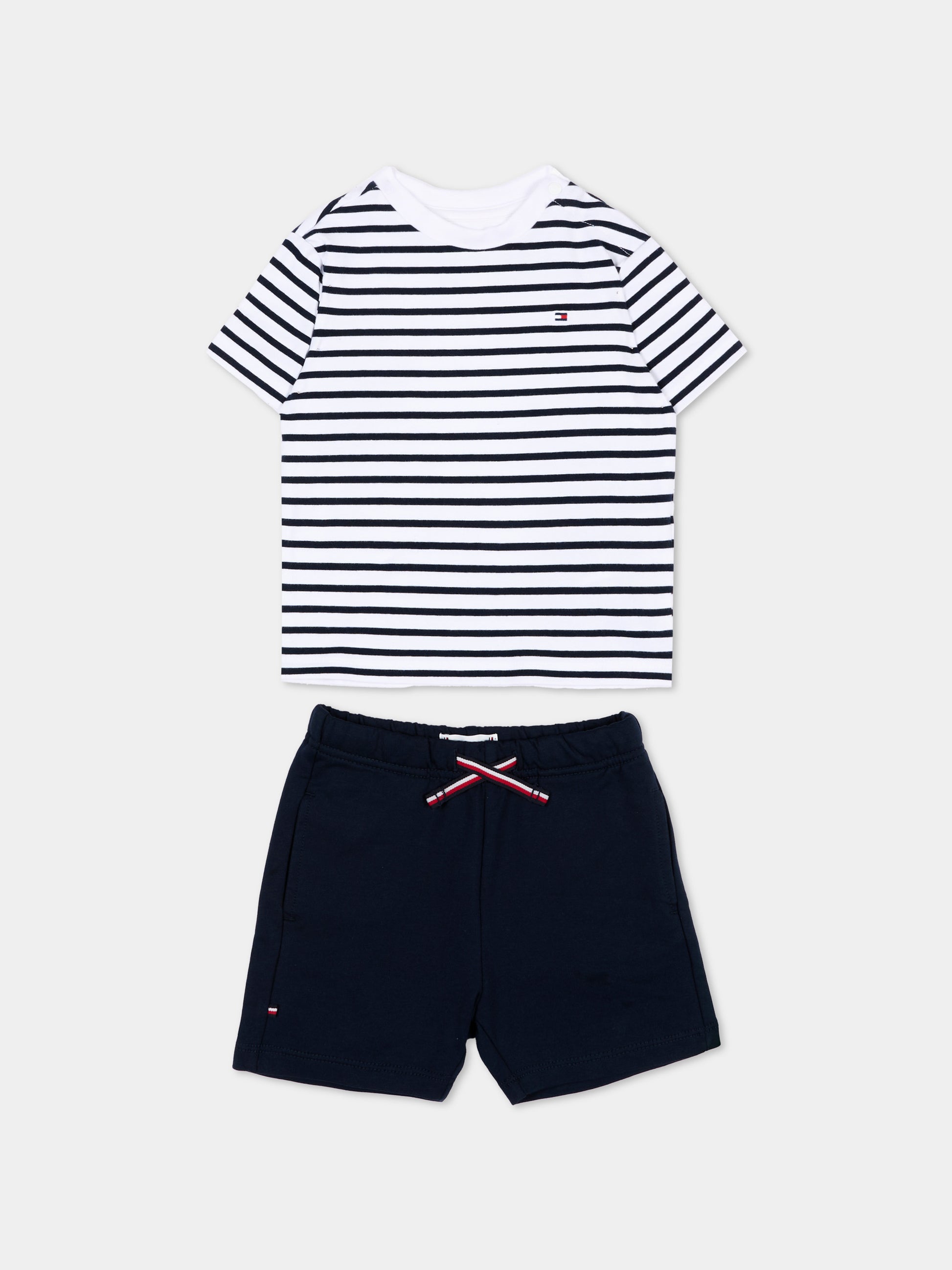 Completo sportivo blu per neonato a righe,Tommy Hilfiger Junior,KN0KN02379 C1G