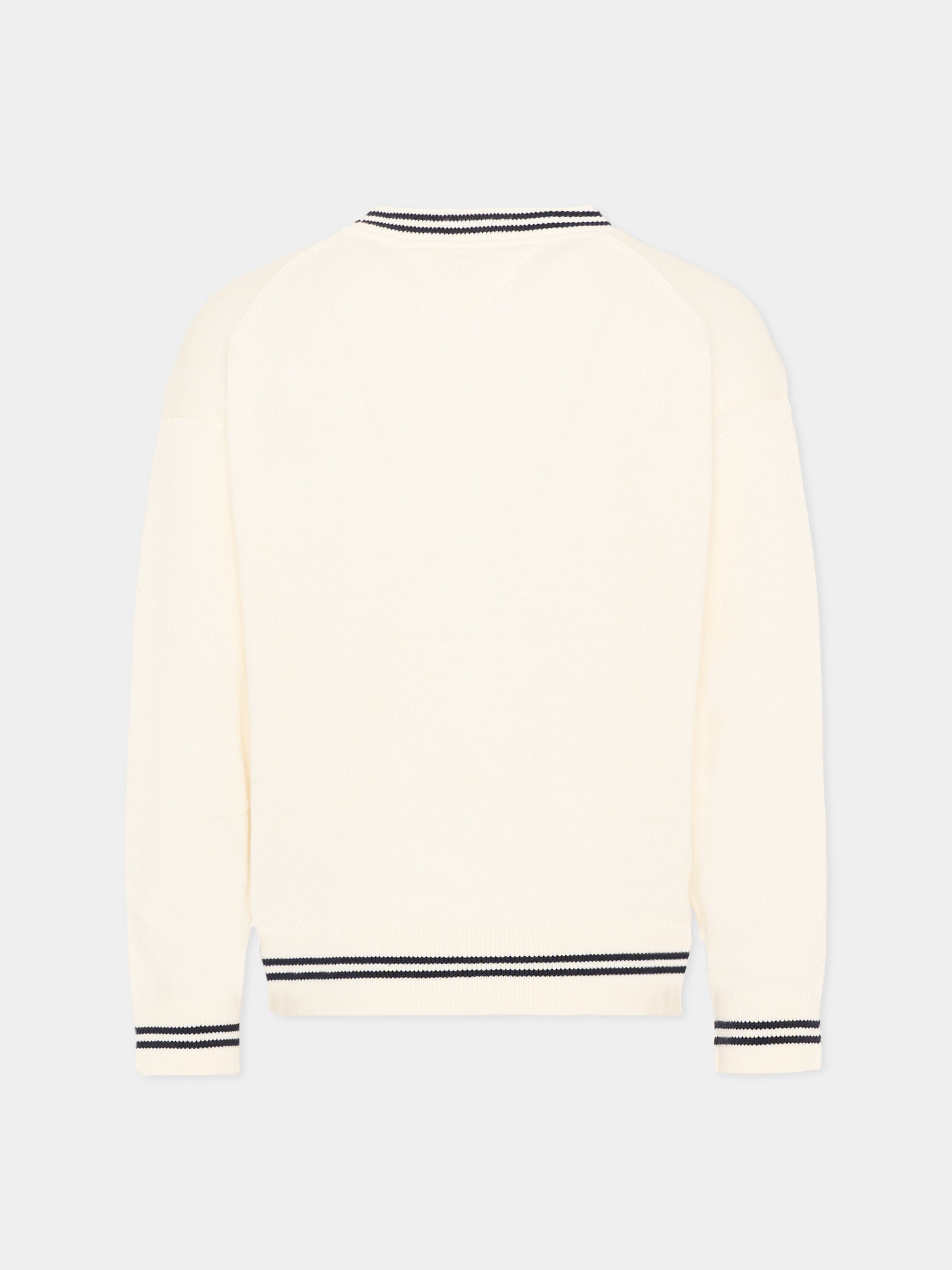Cardigan avorio per bambino con logo,Tommy Hilfiger Junior,KB0KB10427 YA8
