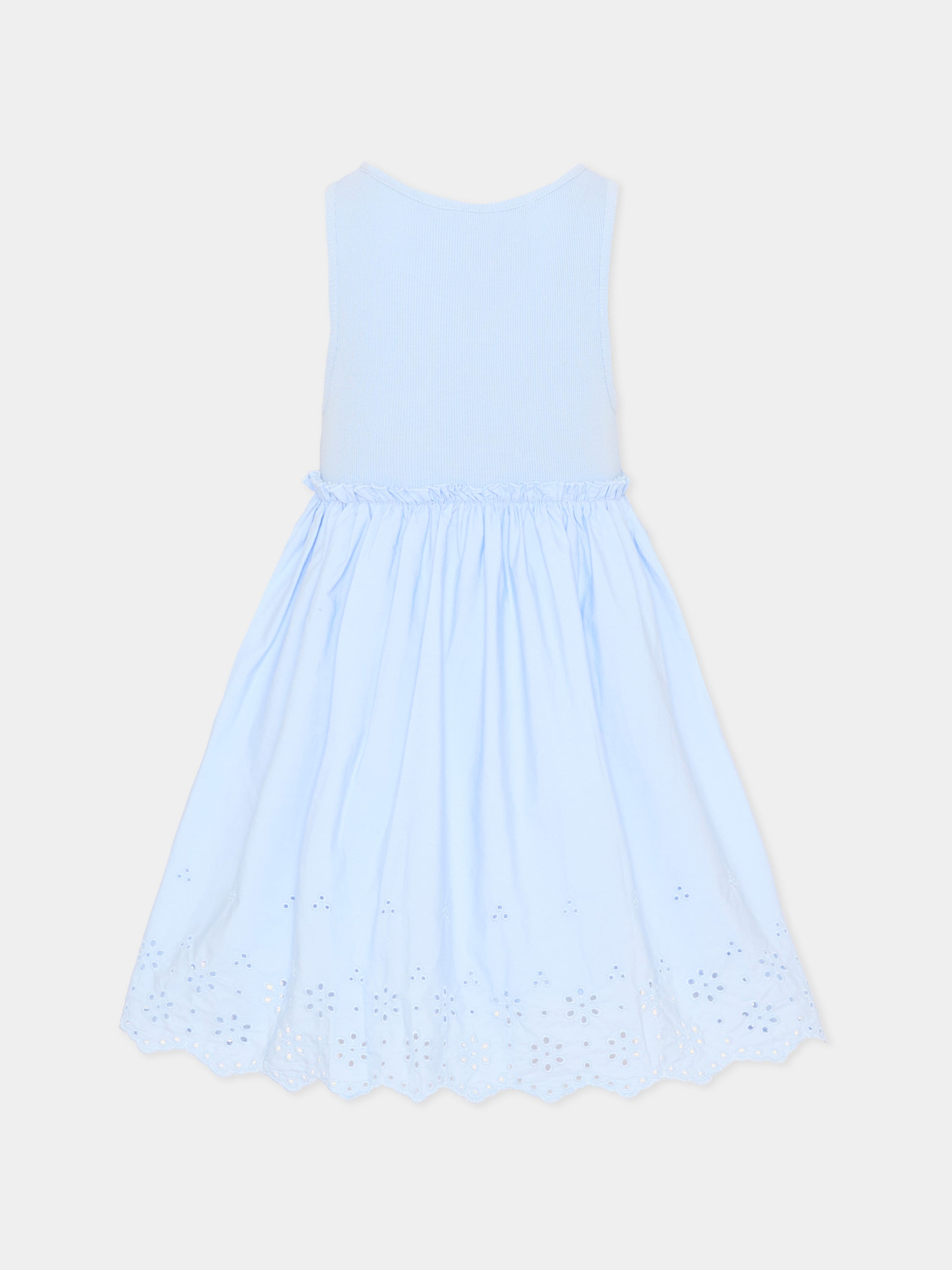 Vestito azzurro per bambina con ricamo,Tommy Hilfiger Junior,KG0KG09148 C3Q