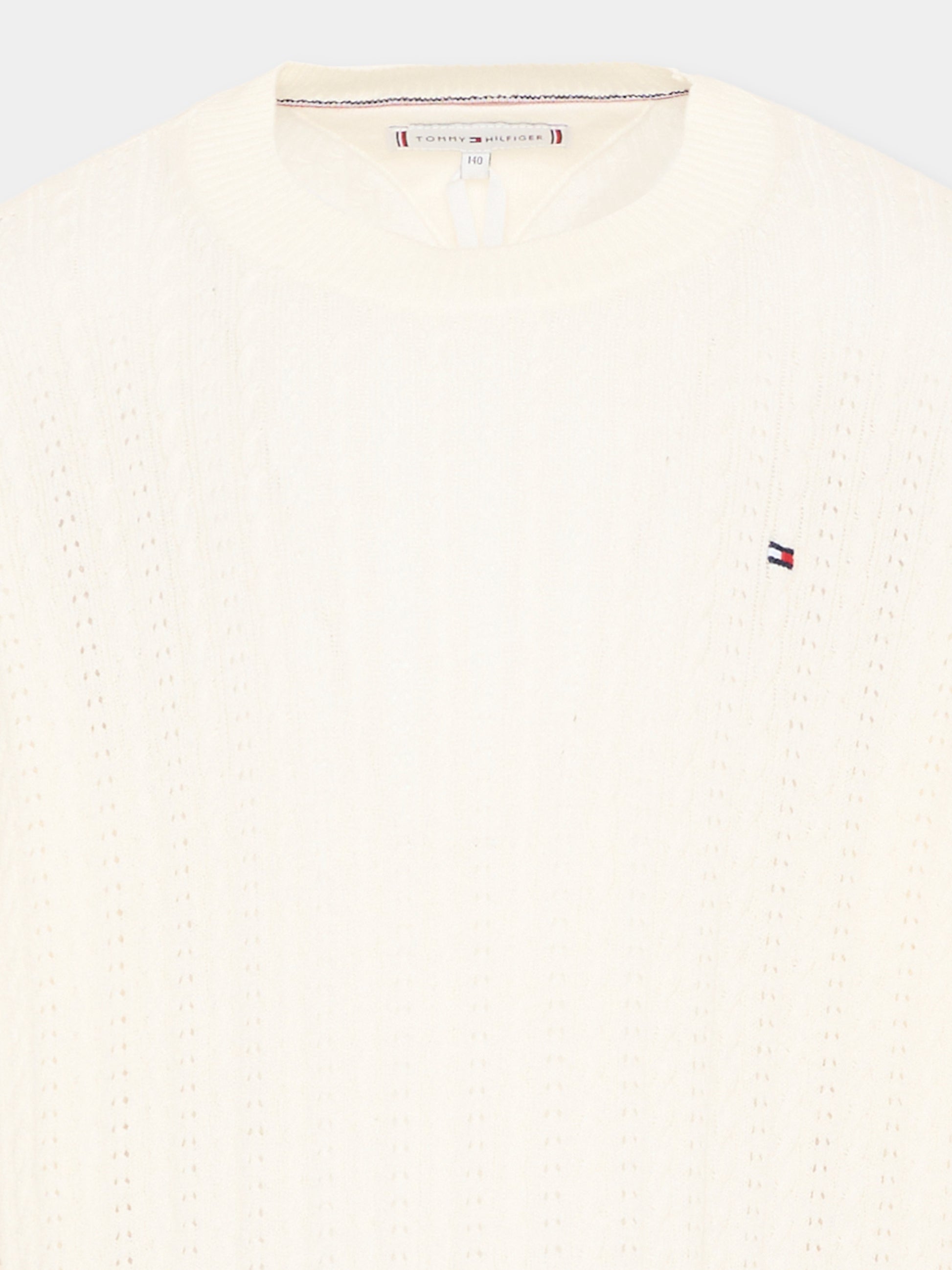 Maglione avorio per bambina con logo,Tommy Hilfiger Junior,KG0KG09223 YA8