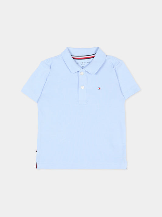 Polo azzurra per neonato con logo,Tommy Hilfiger Junior,KN0KN02352 C3Q
