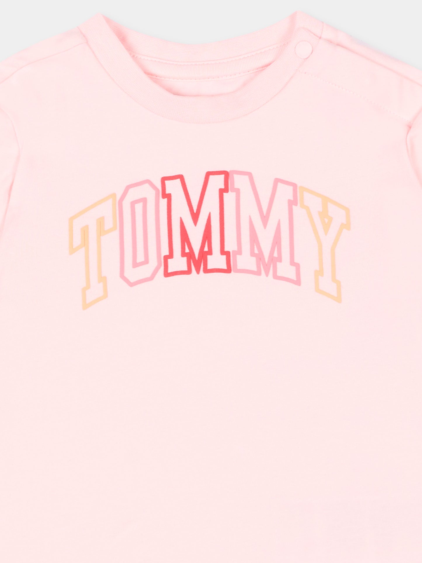 T-Shirt rosa per neonata con logo,Tommy Hilfiger Junior,KN0KN02354 TH3