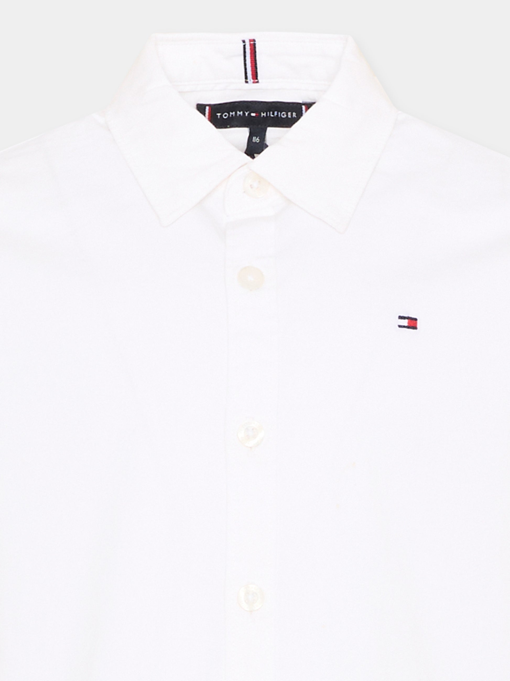 Camicia bianca per bambino con logo,Tommy Hilfiger Junior,KB0KB06965 YBR