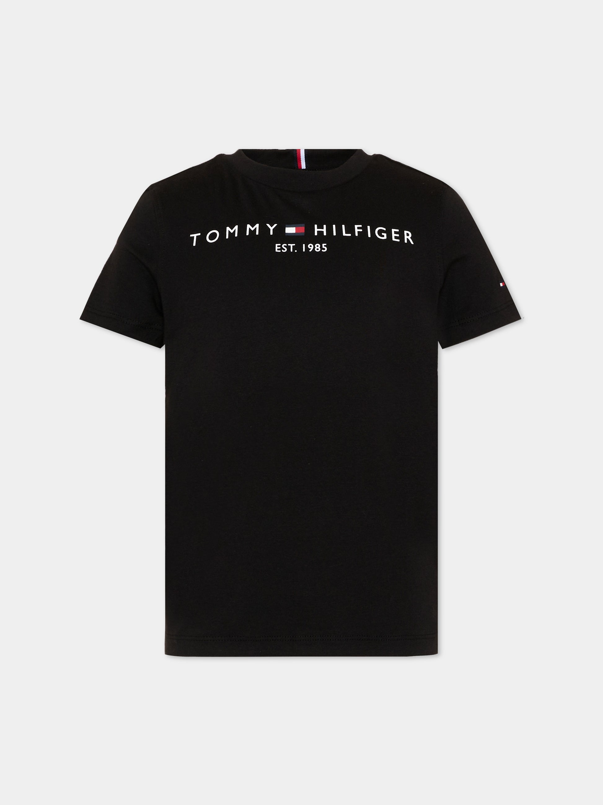 T-shirt nera per bambini con logo,Tommy Hilfiger Junior,KS0KS00210 BDS