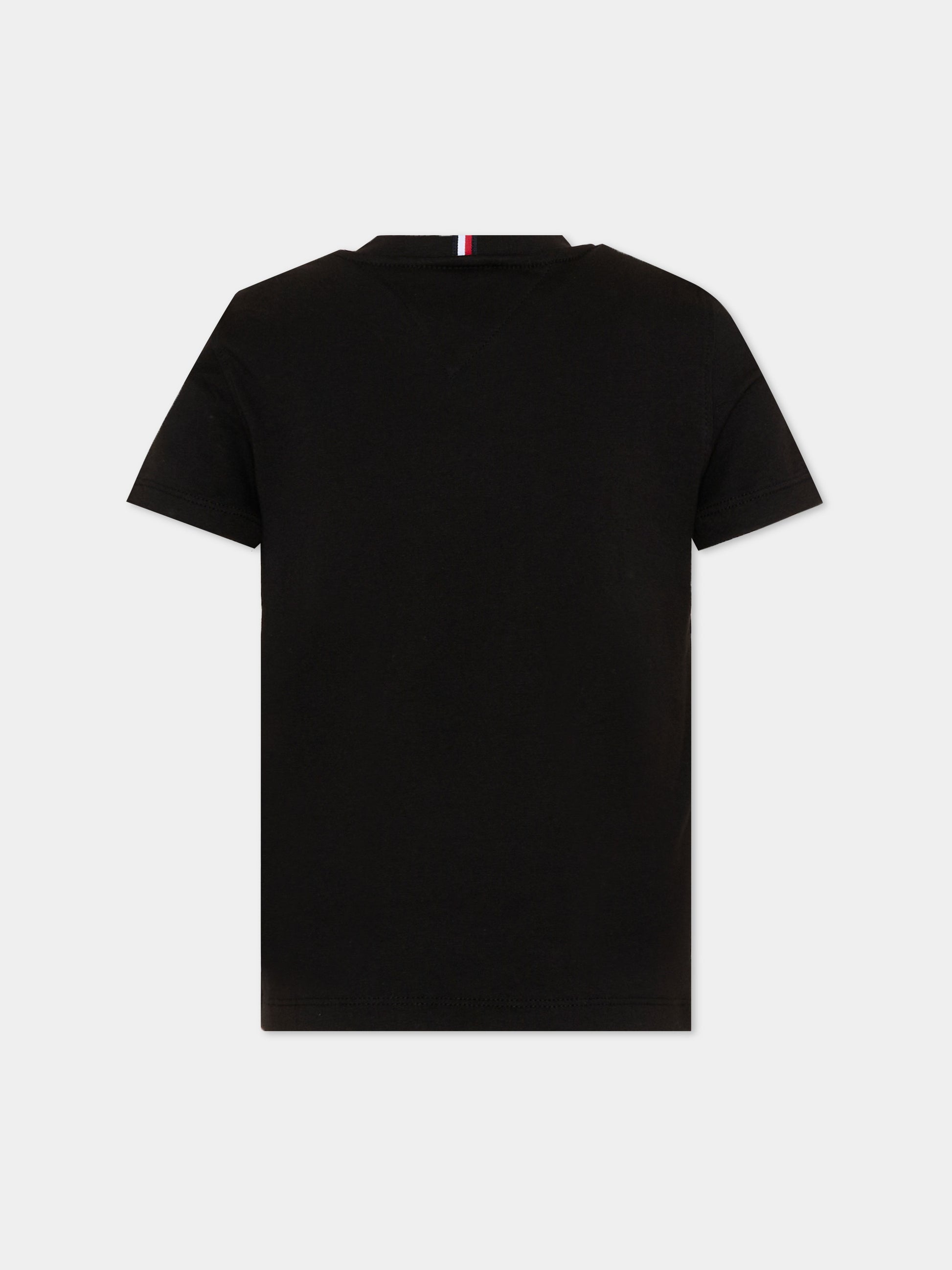 T-shirt nera per bambini con logo,Tommy Hilfiger Junior,KS0KS00210 BDS
