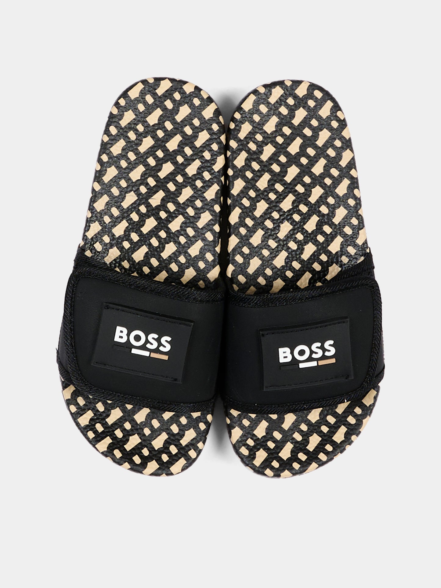 Ciabatte nere per bambino con logo,Boss,J51647 09B