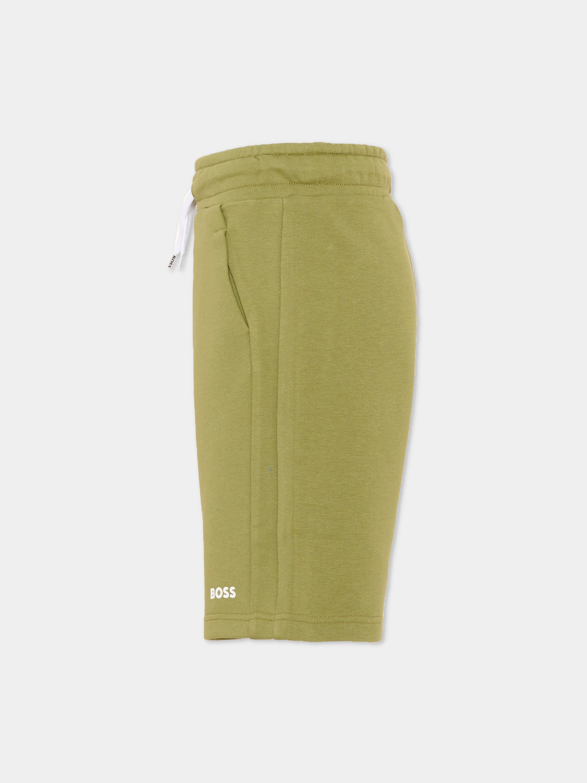 Shorts verdi per bambino con logo,Boss,J51993 673