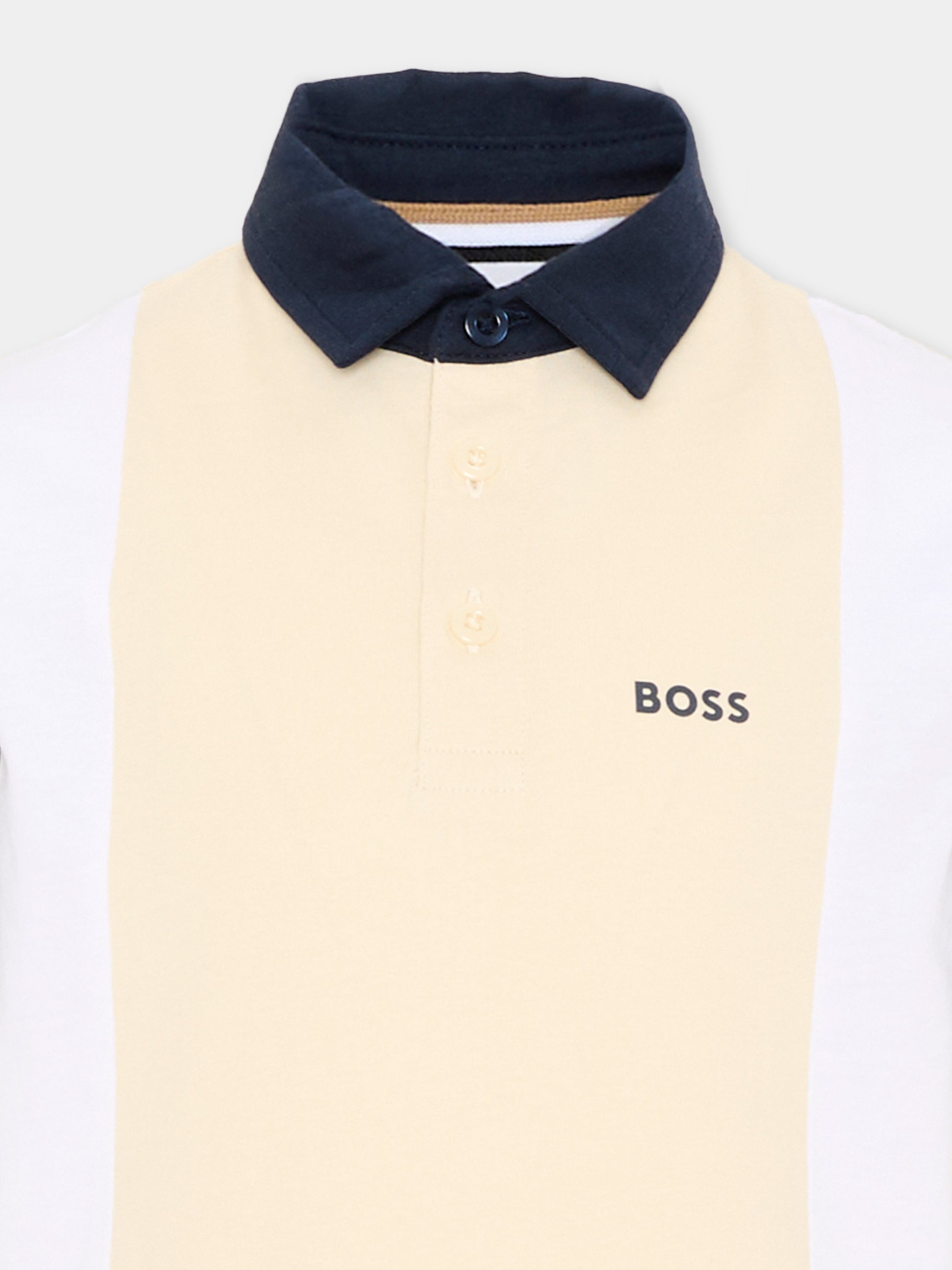 Polo beige per bambino con logo,Boss,J52023 21C