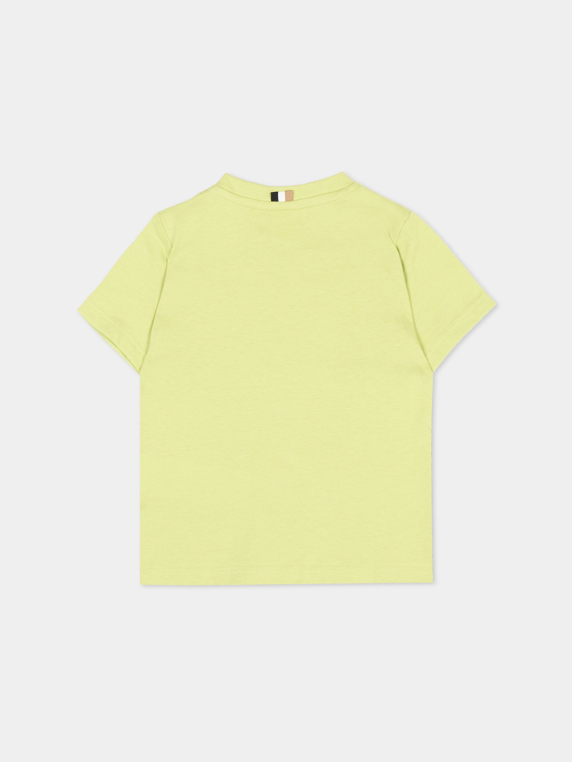 T-Shirt verde per neonato con logo,Boss,J52110 607