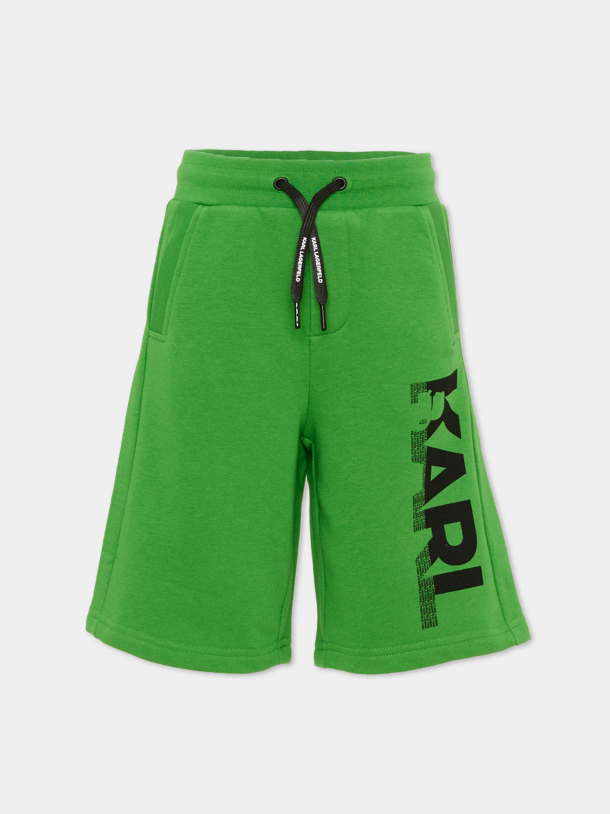 Shorts sportivi verdi per bambino con logo,Karl Lagerfeld Kids,Z30413 686
