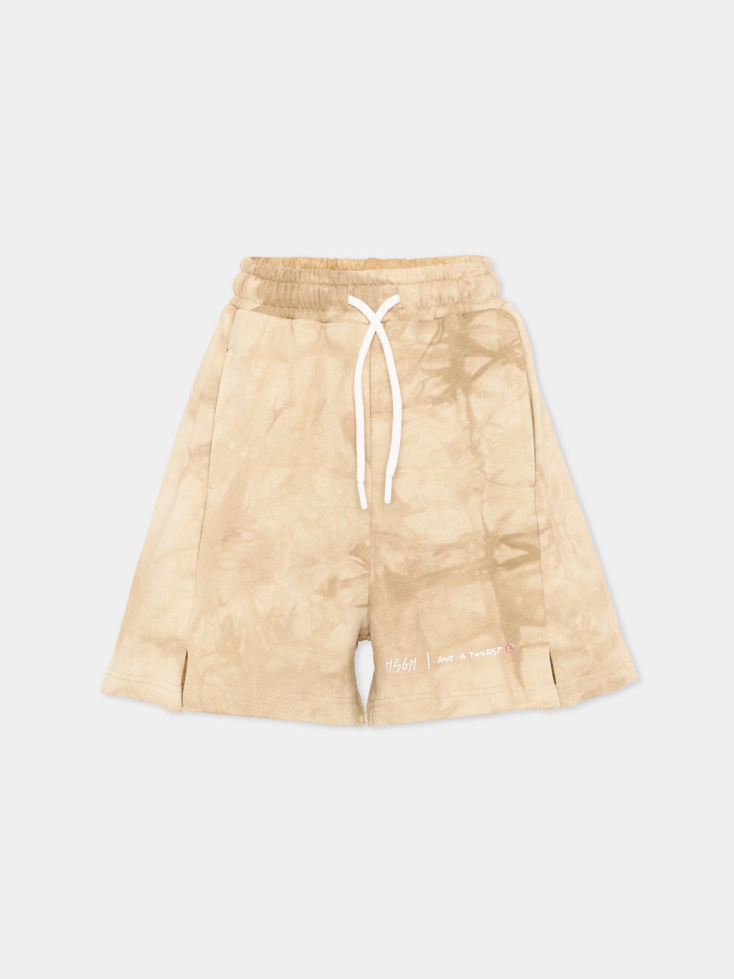 Beige tie-dye sports shorts for Boy