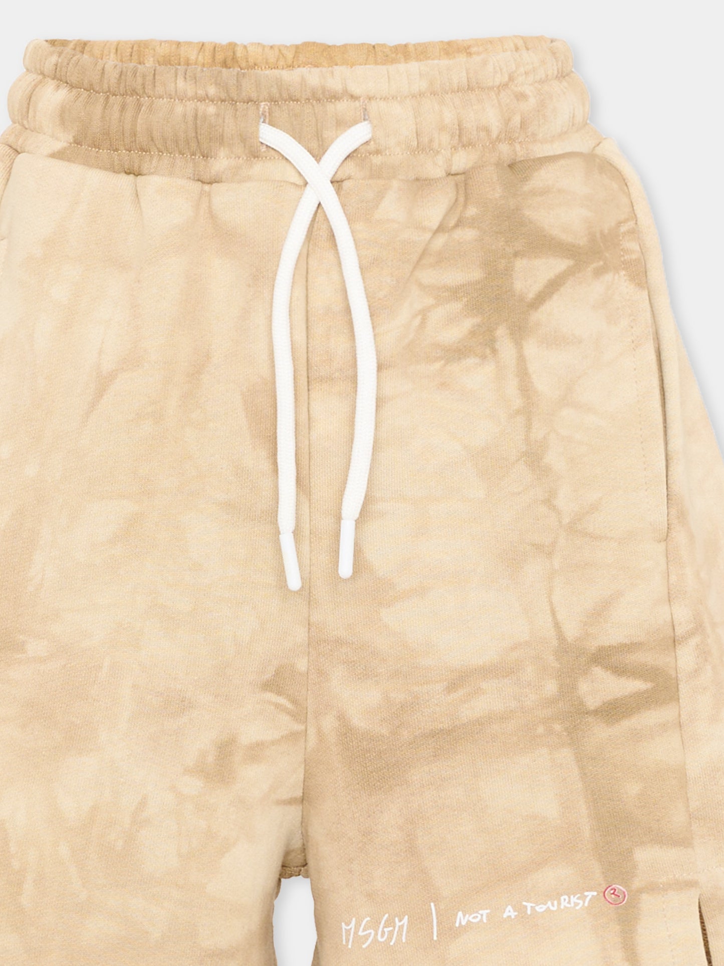 Beige tie-dye sports shorts for Boy