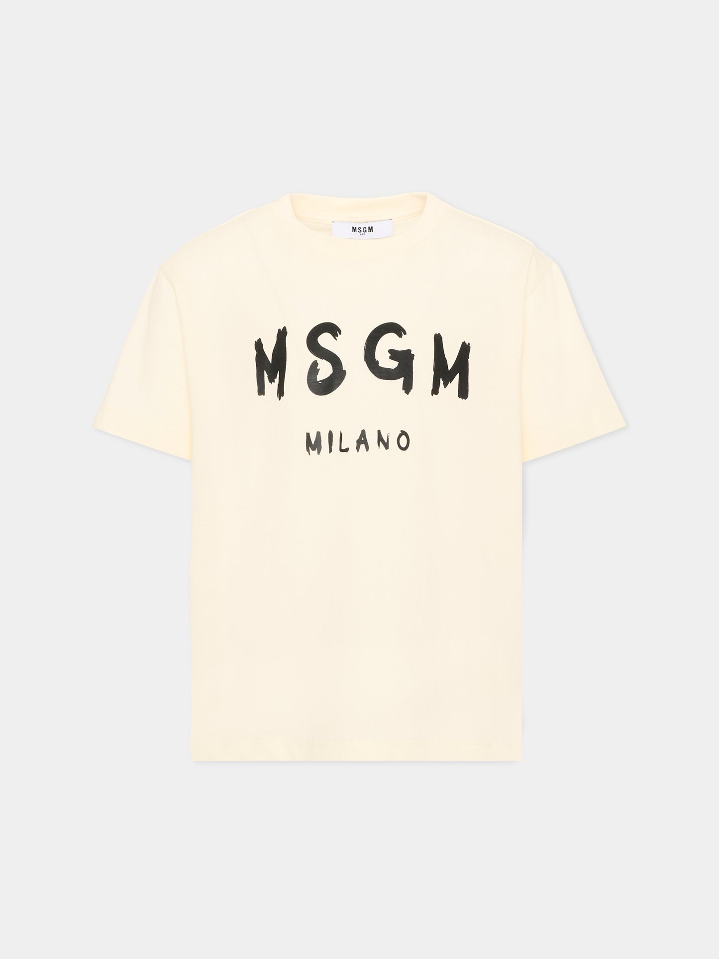 T-Shirt avorio per bambini con logo,Msgm Kids,S6MSJUTH001 013