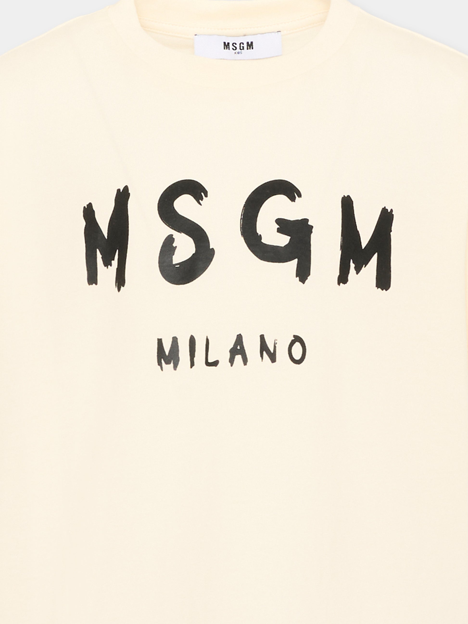 T-Shirt avorio per bambini con logo,Msgm Kids,S6MSJUTH001 013