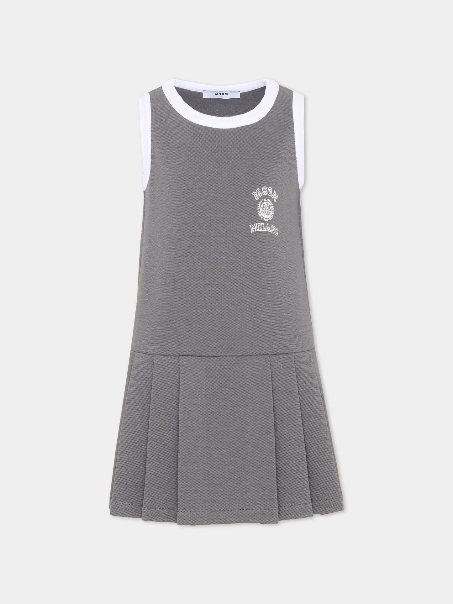 Vestito grigio per bambina con logo,Msgm Kids,S6MSJGDR035 104