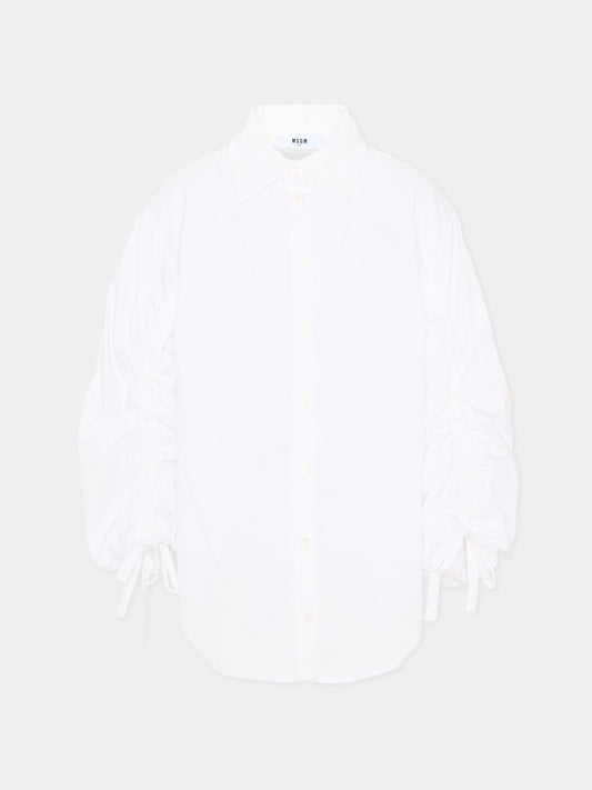 Camicia bianca per bambina con logo,Msgm Kids,S6MSJGSI084 001
