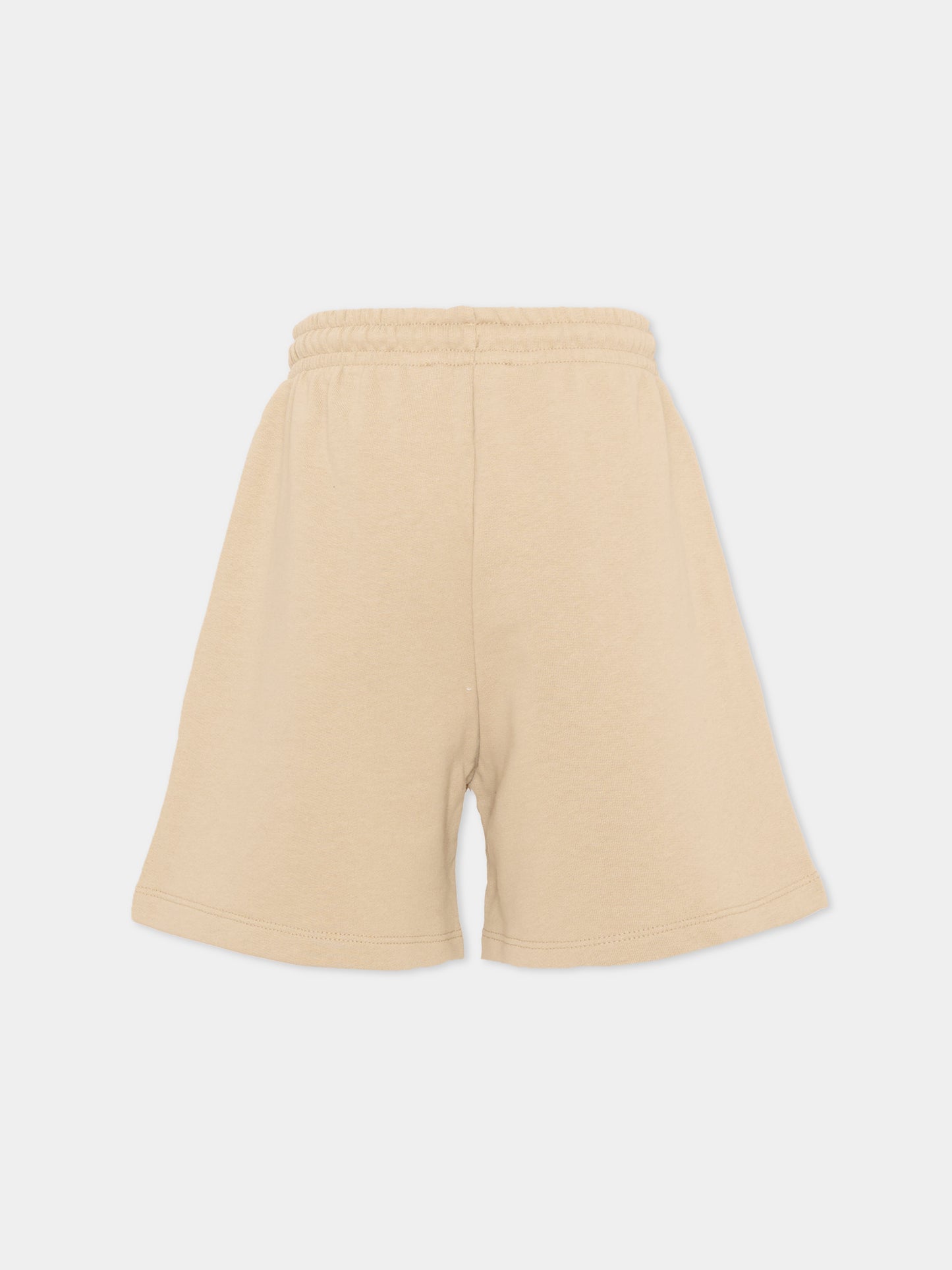 Beige sports shorts for Kids with logo
