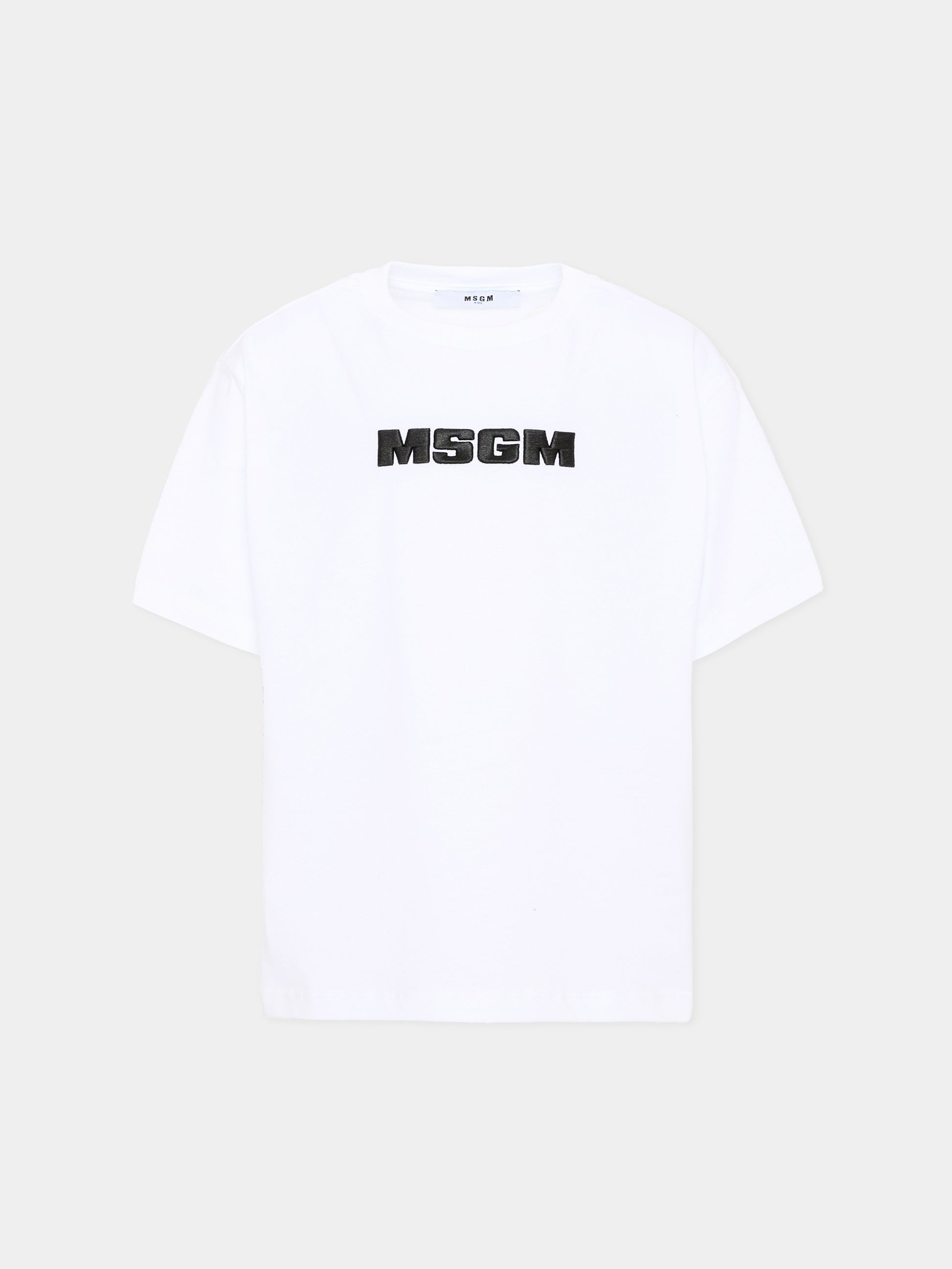 T-Shirt bianca per bambini con logo,Msgm Kids,S6MSJUTH072 001