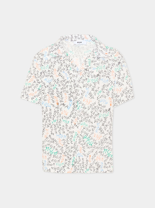 Camicia bianca per bambino con logo,Msgm Kids,S6MSJBSI236 001