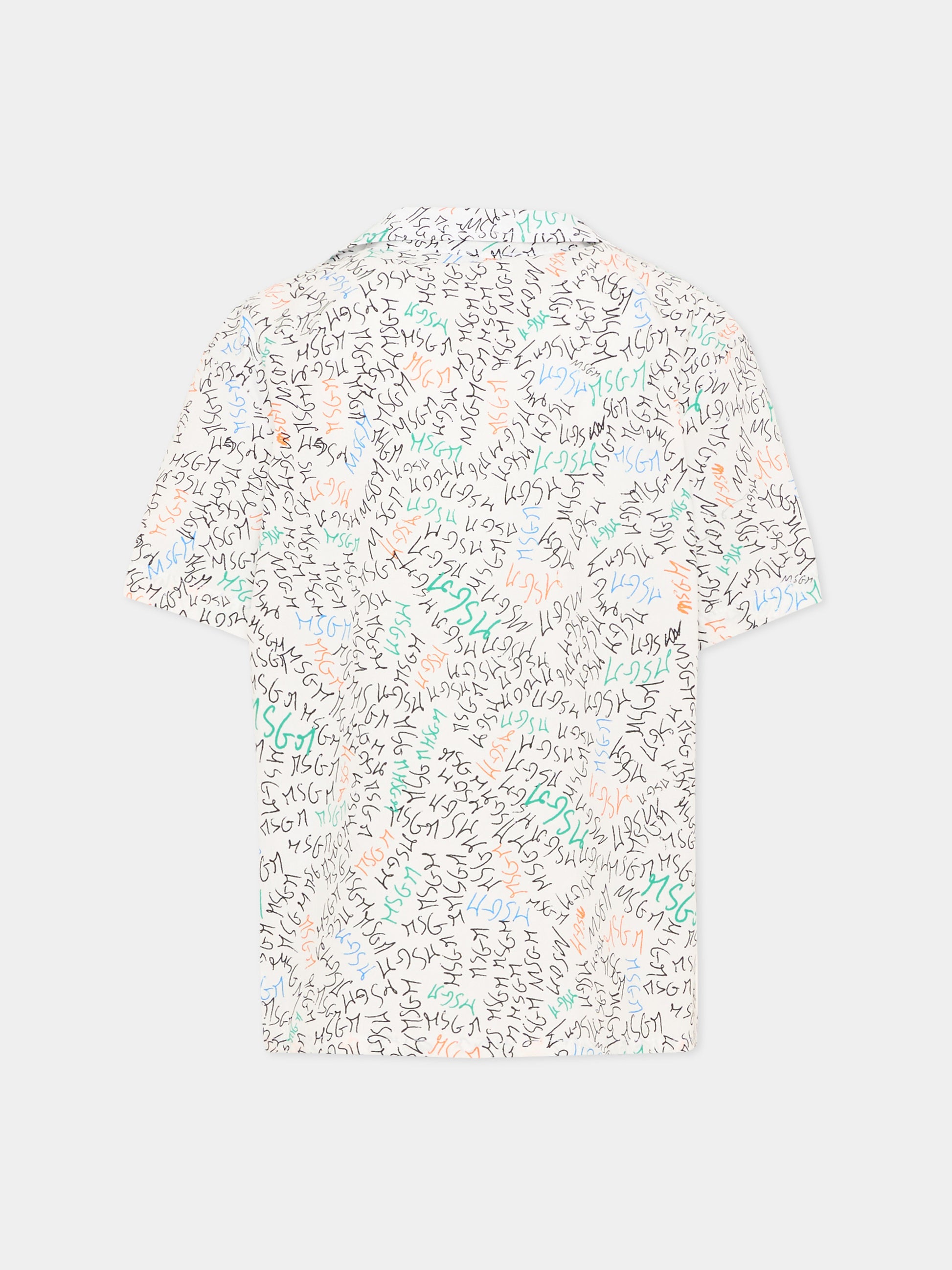 Camicia bianca per bambino con logo,Msgm Kids,S6MSJBSI236 001