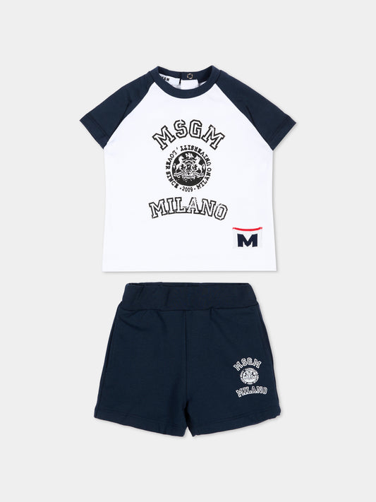 Completo sportivo blu per neonati con logo,Msgm Kids,S6MSUNTR261 MS072