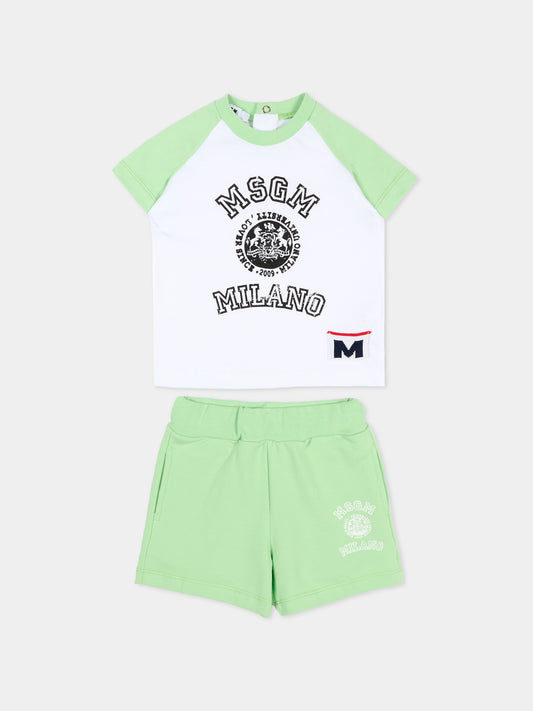Completo sportivo verde per neonati con logo,Msgm Kids,S6MSUNTR261 MS077