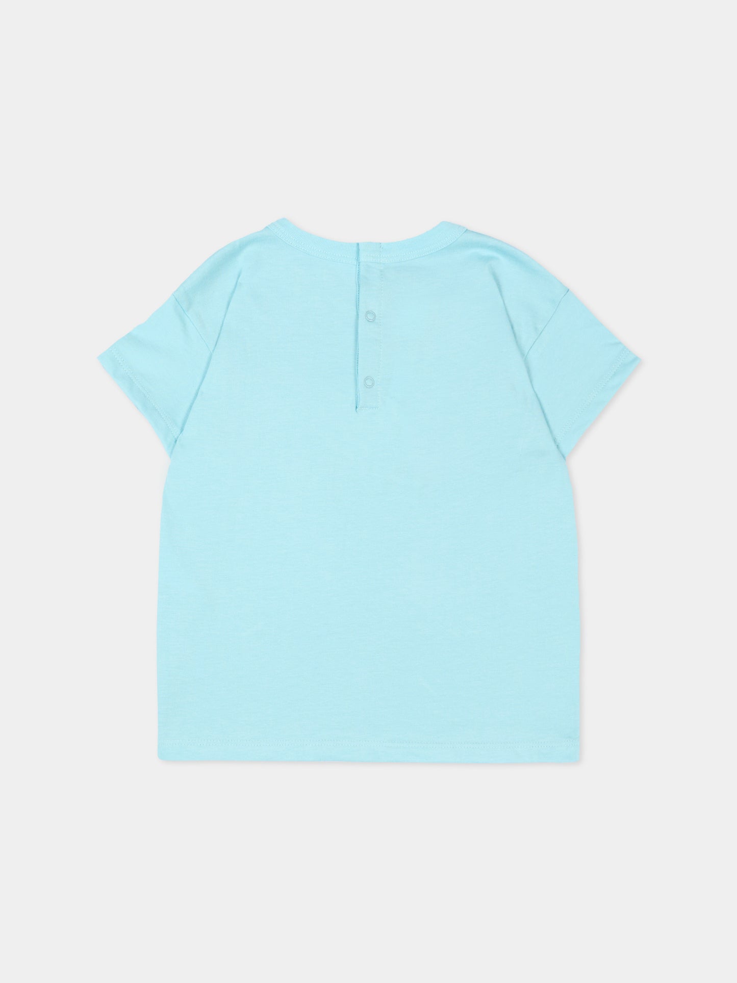 T-Shirt celeste per neonato con logo,Petit Bateau,A0CWB 07 0901