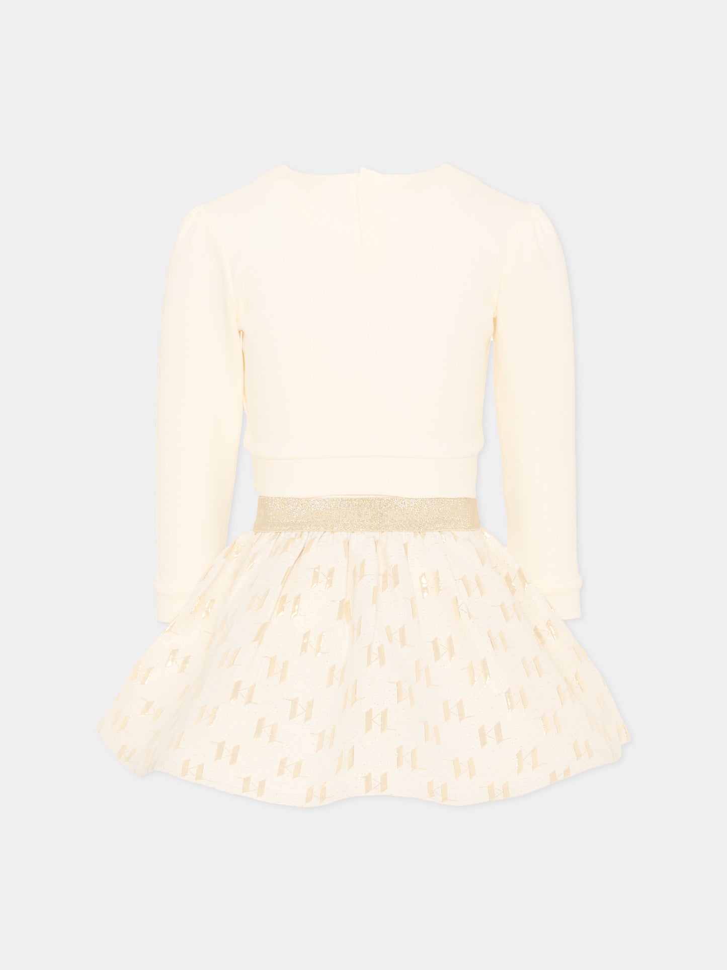 Completo sportivo avorio per bambina con logo,Karl Lagerfeld Kids,Z30520 N81